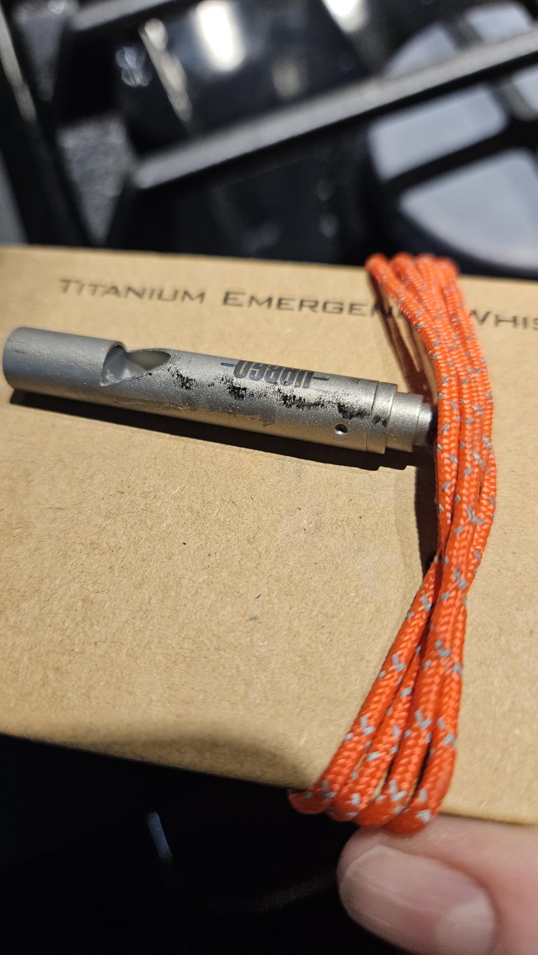 Vargo Titanium Emergency Whistle - Ultralight 100+ dB Pealess Safety Whistle with Reflective Neck Lanyard - Durable Survival Whistle for Hiking, Backpacking, Camping, and Emergency Kits customer photo 1