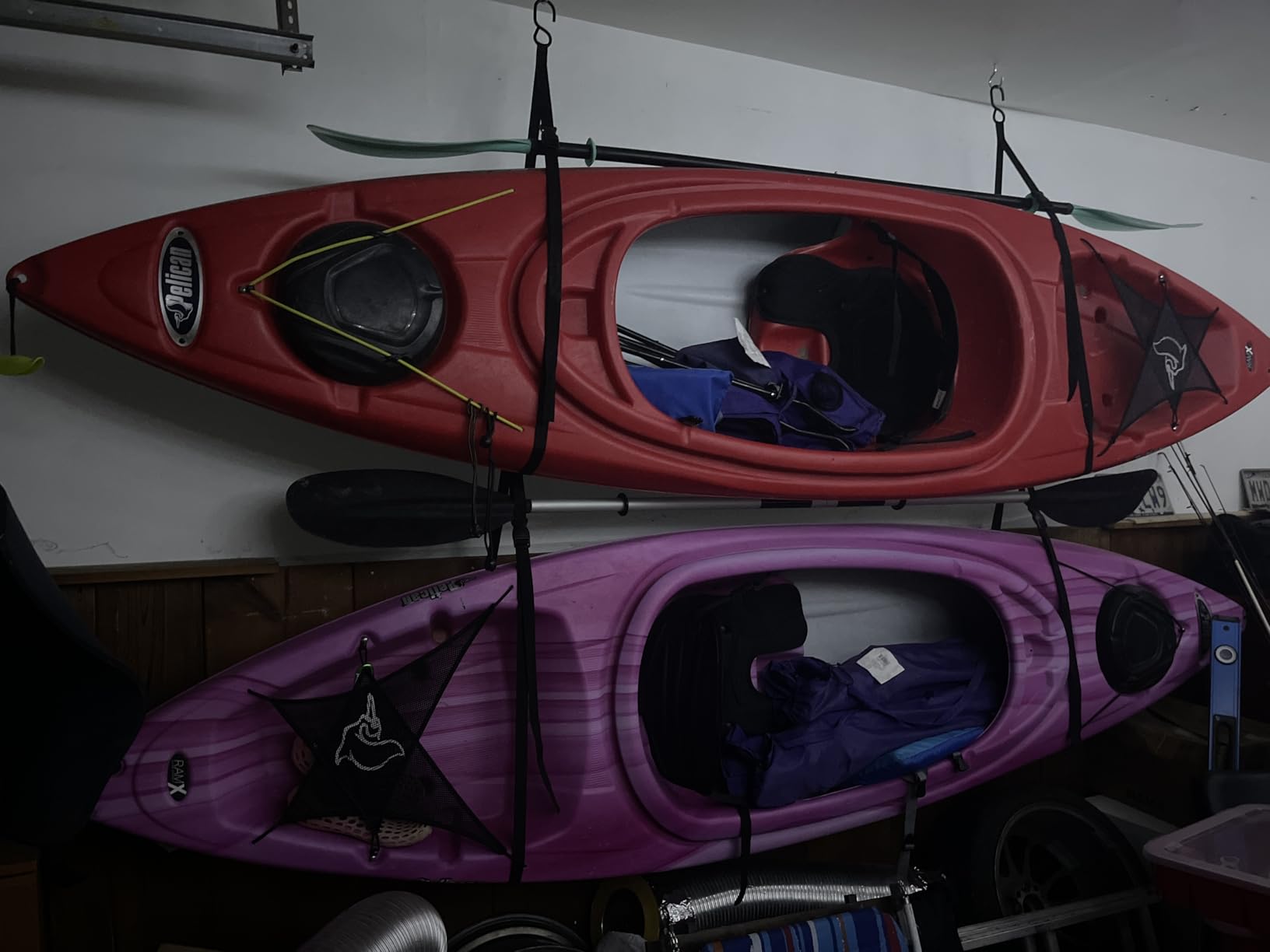 Kayak Rack -Capacity Wall or Ceiling Storage Straps for Surfboards, Paddleboards, SUP, or Canoe - Adjustable Kayak Hanger by RAD Sportz customer photo 1