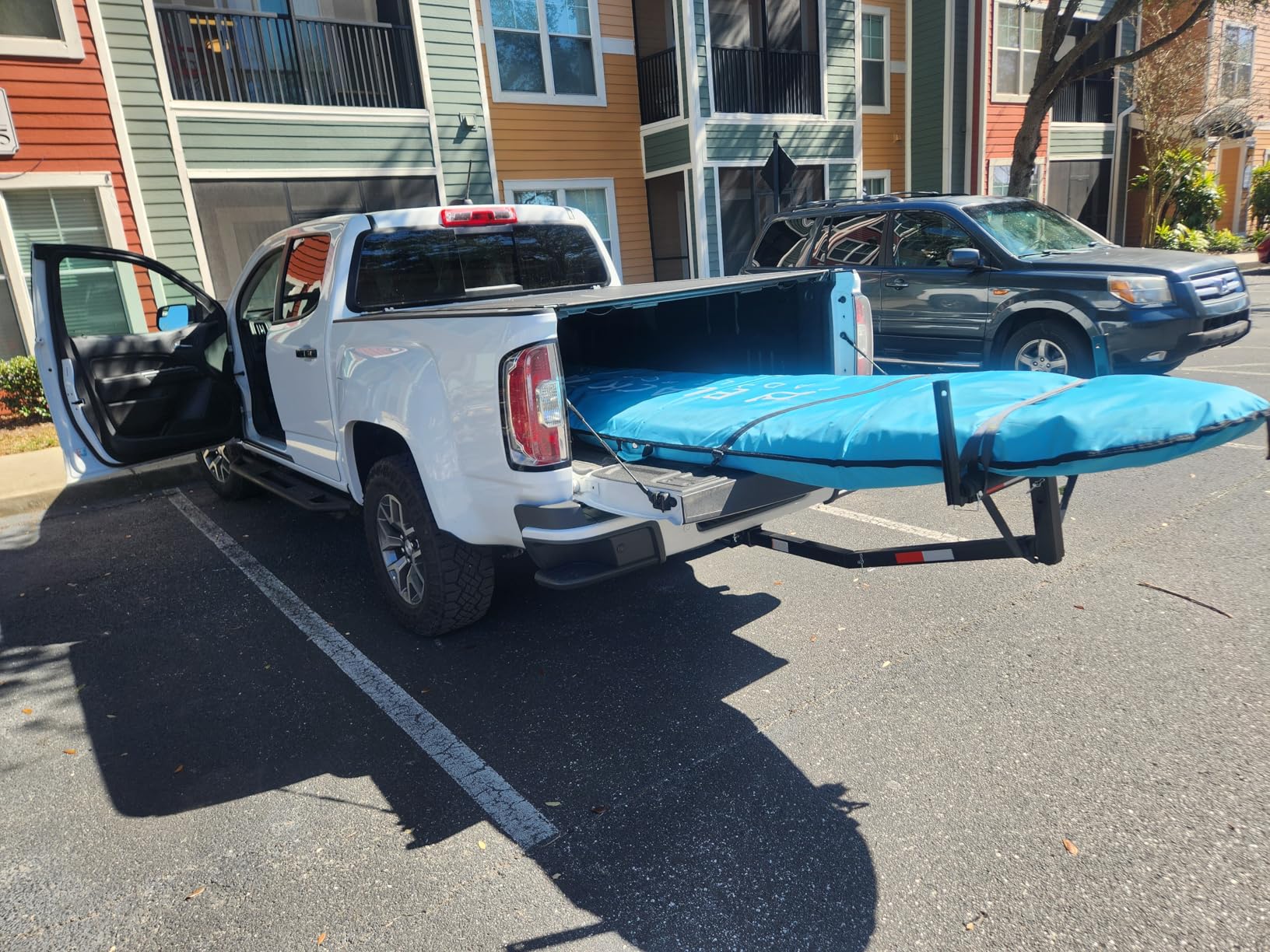 MaxxHaul 70231 Hitch Mount Pick Up Truck Bed Extender For Ladder, Rack, Canoe, Kayak, Long Pipes and Lumber, Black, 37 x 19 x 3 inches customer photo 1