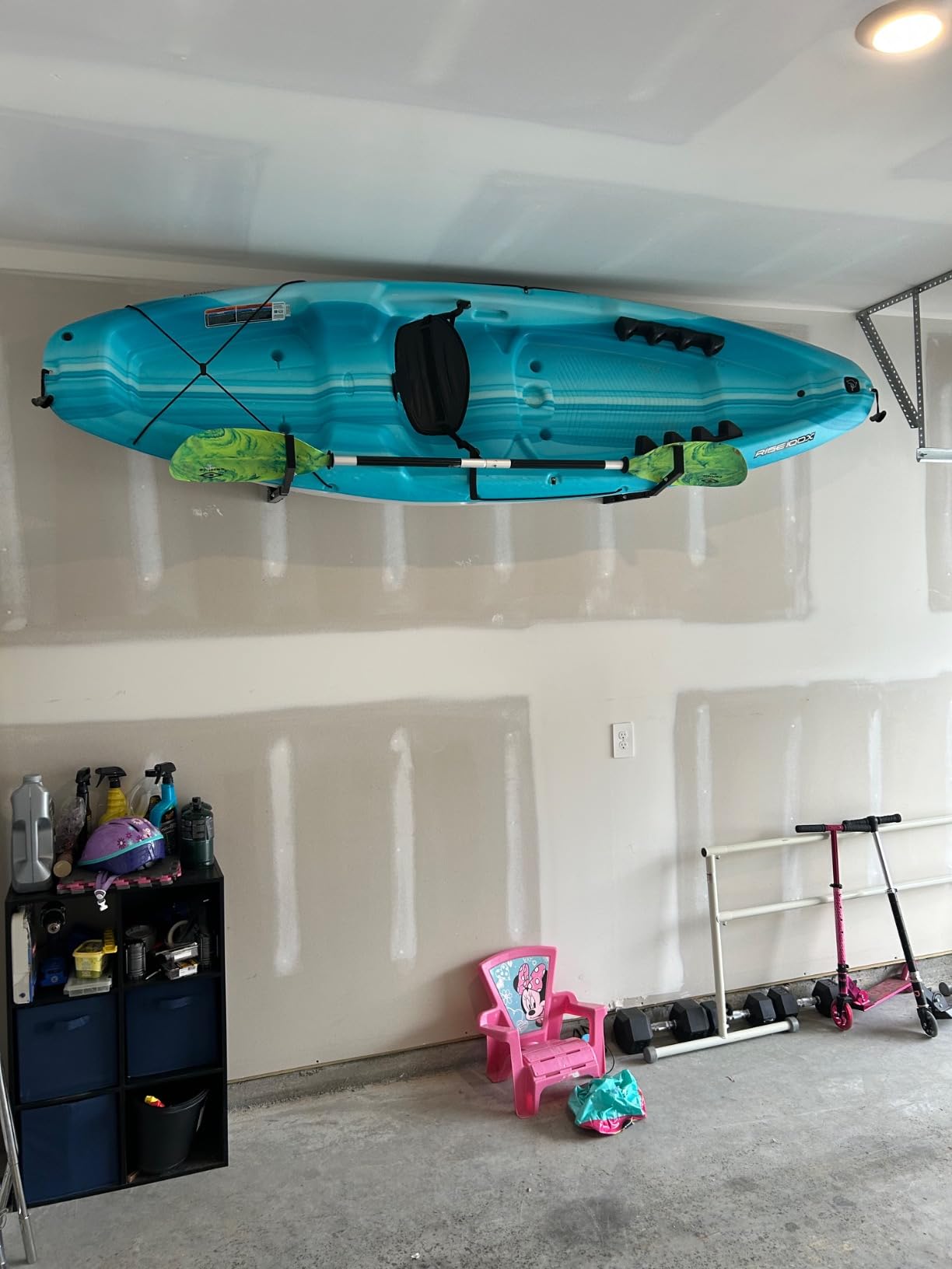 Wallmaster Kayak Storage Hooks Hangers, Adjustable Kayak Garage Storage Rack Wall Mount Heavy Duty Hooks for Canoe, Kayak, Paddle Board, Surfboard, Snowboard customer photo 2