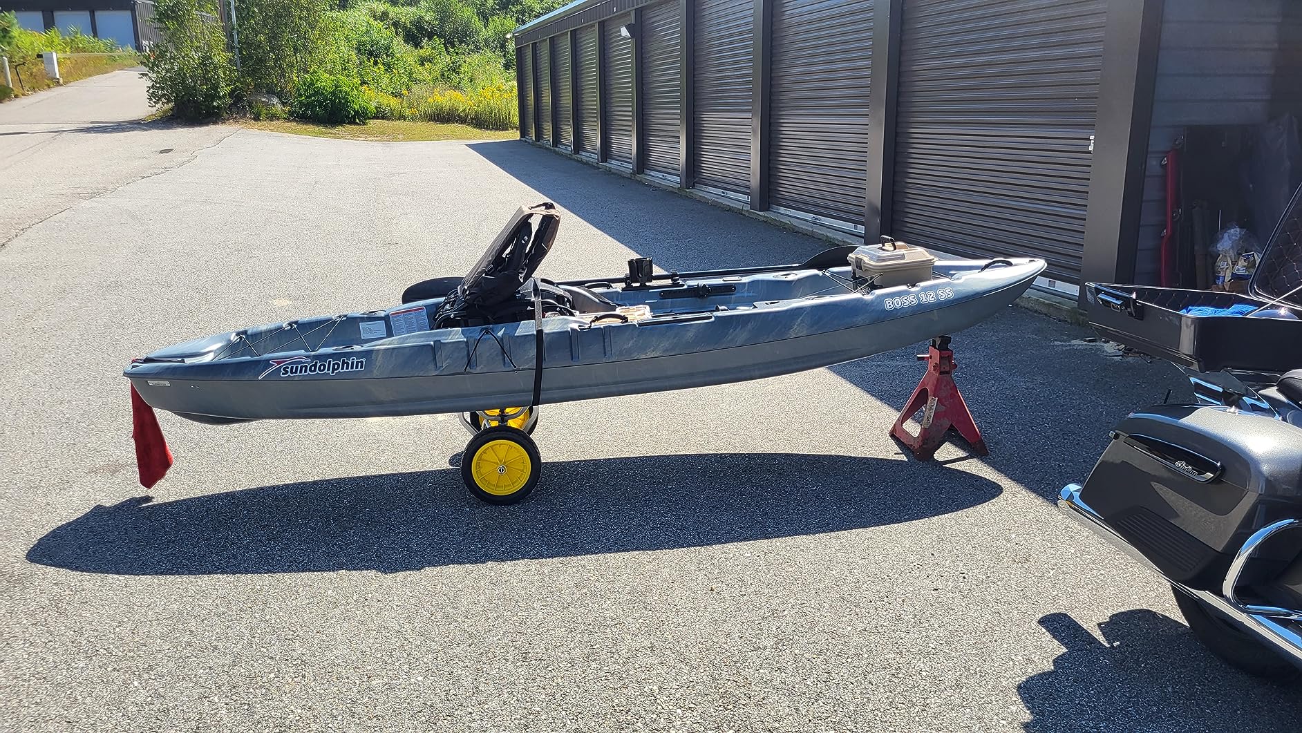 Bonnlo Kayak Cart, Heavy Duty Universal Kayak Trailer Adjustable Width 6.3'-18.7' Canoe Cart Dolly with 12' Flat-Free Kayak Wheels and Kickstand, 450 Lb Weight Capacity customer photo 2