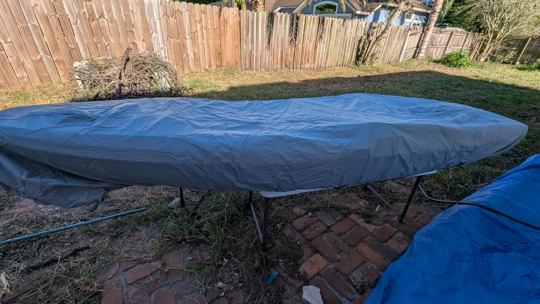 Explore Land Waterproof Kayak Cover - Fade Resistiant 600D Heavy Duty Canoe Dust Storage Cover Suitable for 9.3-10.5ft Kayak, Grey customer photo 1