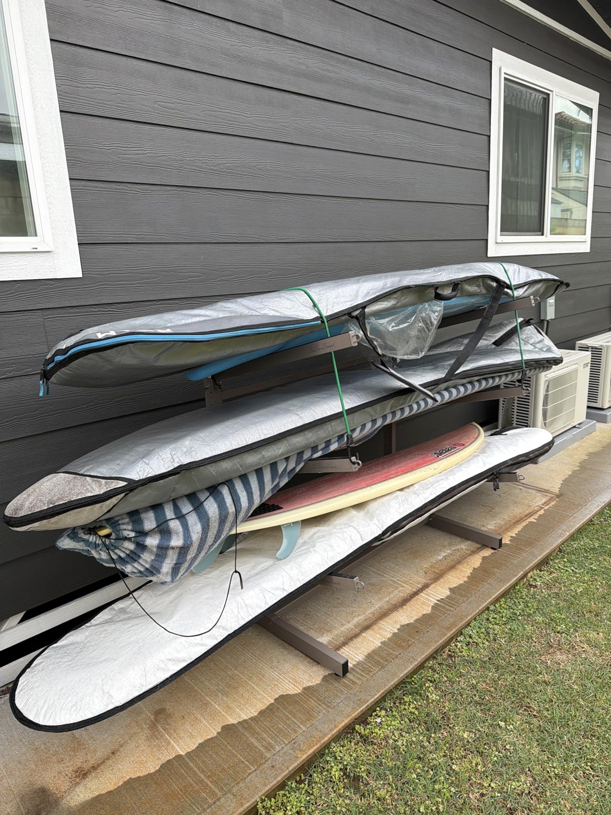 Teal Triangle Freestanding Kayak Storage Rack - 3 Kayak Rack & Canoe Rack - Indoor Outdoor Kayak - Adjustable Surfboard & Stand Up Paddle Board Holder - Adjustable Storage Stand - Black customer photo 1