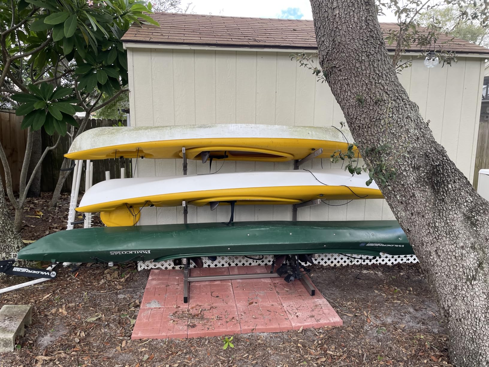 Teal Triangle Freestanding Kayak Storage Rack - 2 Kayak Rack & Canoe Rack - Indoor Outdoor Kayak - Adjustable Surfboard & Stand Up Paddle Board Holder - Adjustable Storage Stand - Black customer photo 2