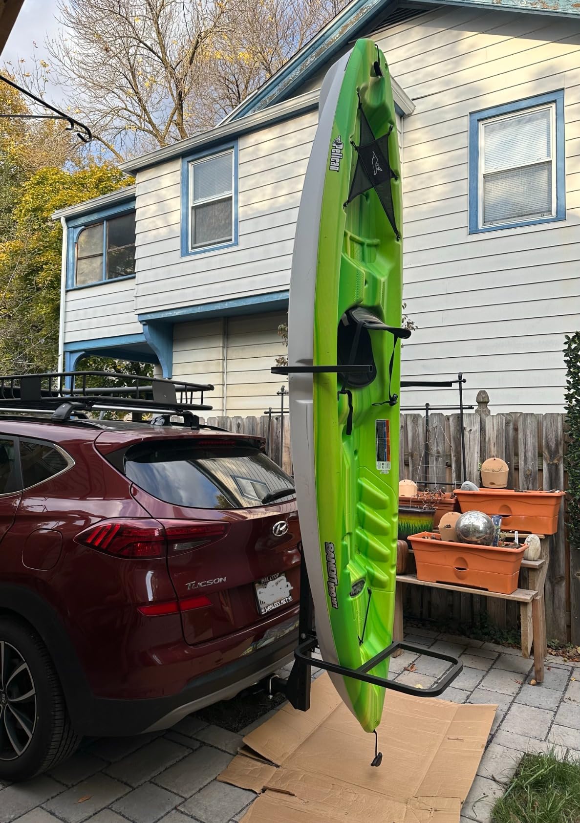 Upgraded RV Hitch Mount Kayak Rack Height Adjustable Vertical Kayak Carrier for RV, Truck, SUV Holds 2 Kayaks up to 12' & 150LBS & 2'' Hitch Receiver customer photo 2