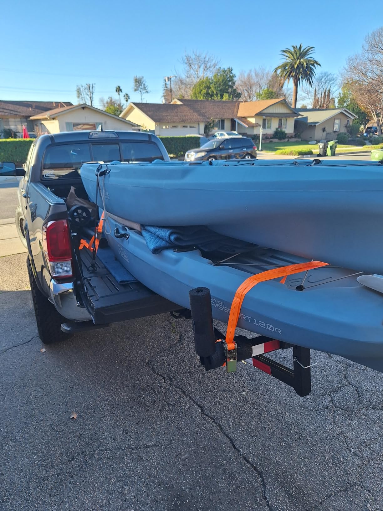 JY PERFORMANCE Truck Bed Extender Hitch Mount, Foldable Pickup Truck Bed Extender for Kayak Canoe Ladder Lumber Rack Long Pipes, w/Flag, Reflective Tape, 375lbs Capacity customer photo 1