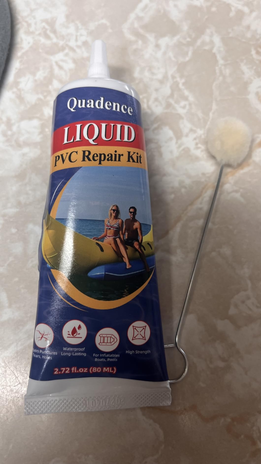Heavy Duty Vinyl Repair Kit for Air Mattress, Waterproof Air Mattress Patch Kit Inflatable Repair Kit for PVC Boats, Raft, Kayak, Swimming Ring, Inflatable Toys, Vinyl Glue for Boats (80 ML) customer photo 2