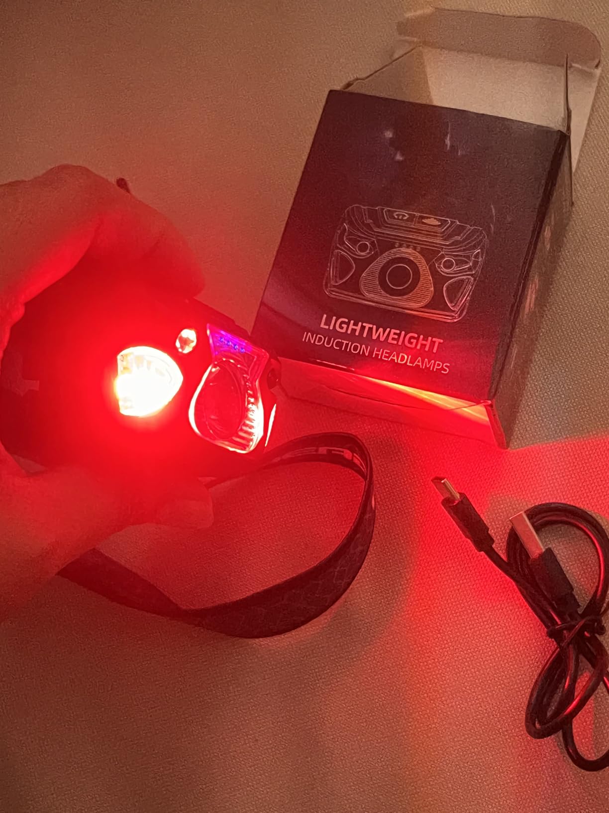 Outdoor Head Lamp, Rechargeable Type-C, 6Modes, 1000+ Lumens, IPX5 Waterproof Flashlight, 12 Hour Continuous Lighting Ideal for Camping Flashlights, Reading, Sports, Running, Hiking, Fishing customer photo 2