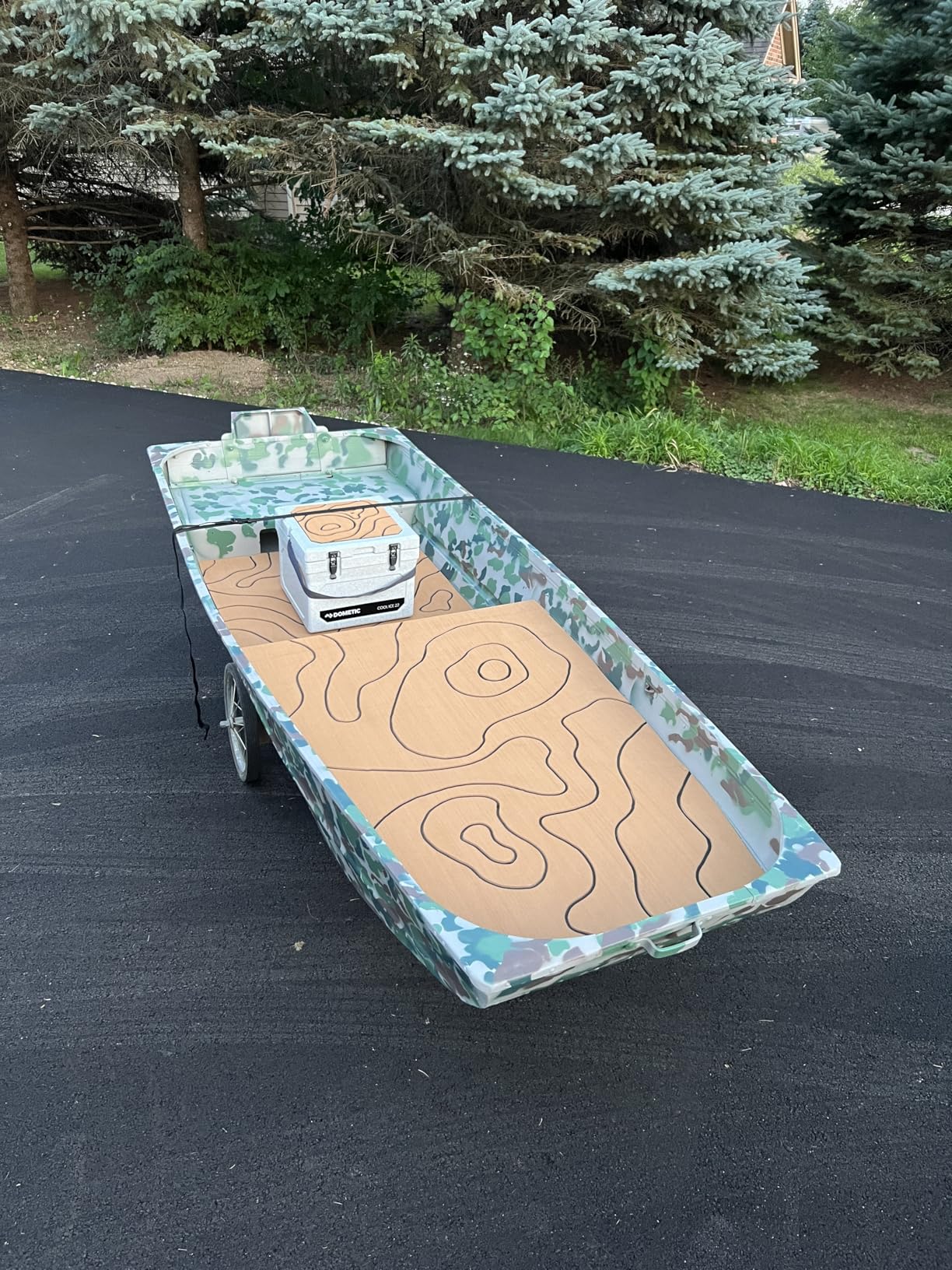OCEANBROAD Brushed Boat Flooring 96''x16''/23.5''/38''/47'' Self-Adhesive EVA Foam Sheet Non-Slip Traction Pad for Boats Surfboard SUP Paddle Board Kayak Yacht, Camel Brown/Dark Gray/Gray/Camo customer photo 1