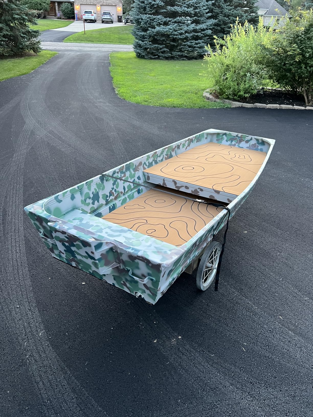 OCEANBROAD Brushed Boat Flooring 96''x16''/23.5''/38''/47'' Self-Adhesive EVA Foam Sheet Non-Slip Traction Pad for Boats Surfboard SUP Paddle Board Kayak Yacht, Camel Brown/Dark Gray/Gray/Camo customer photo 2