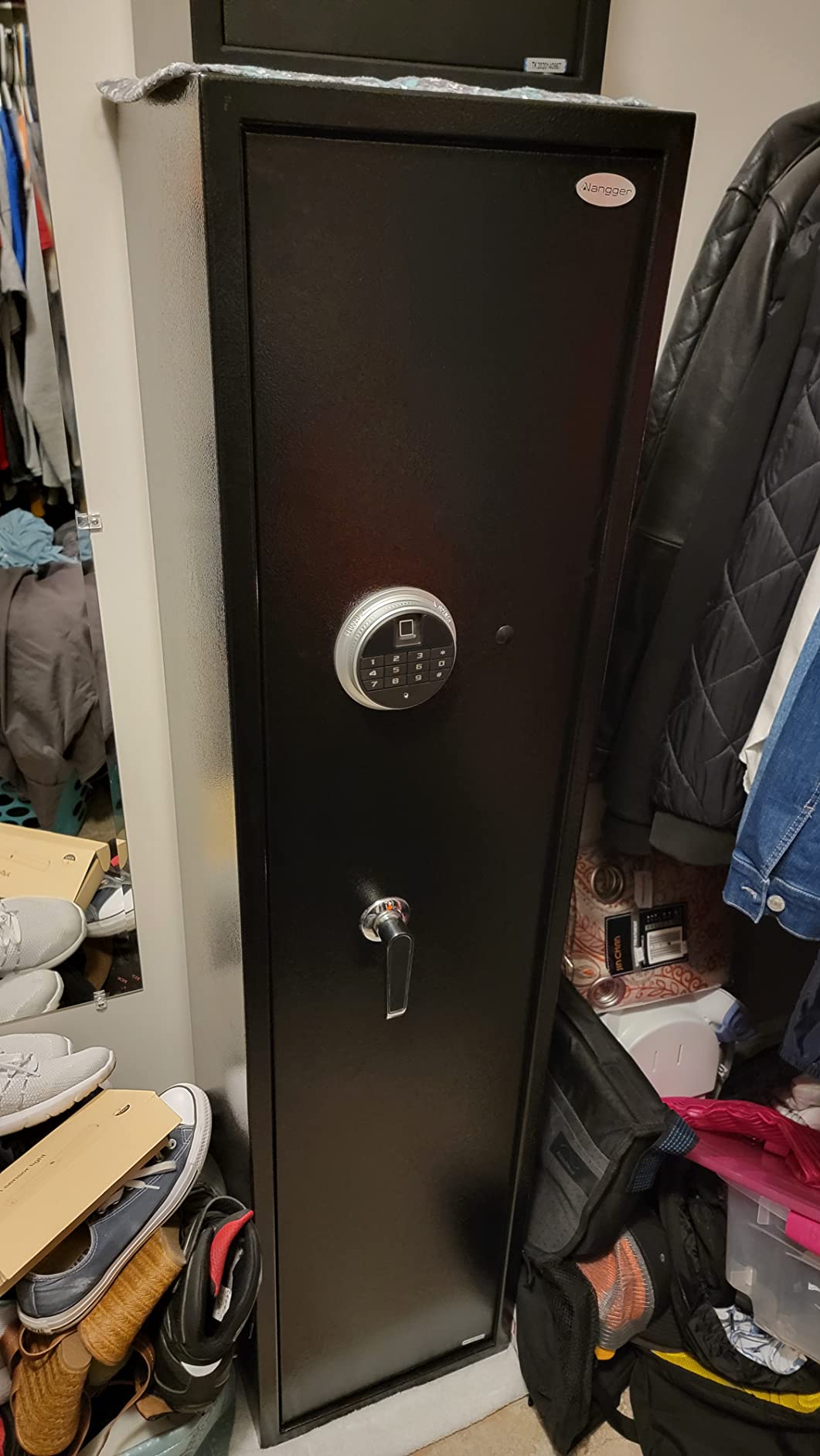 Langger V Biometric Rifle Gun Safe - Quick Access 5-Gun Large Fingerprint Shotgun Security Cabinet with Pistol Lock Box, Removable Storage Shelf customer photo 1