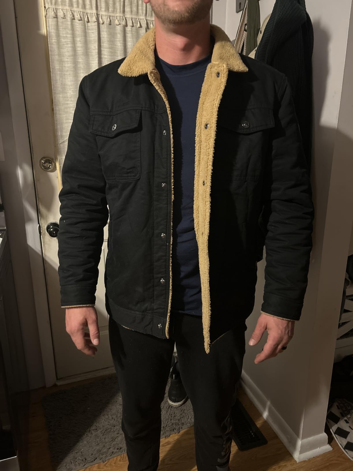 Men's Winter Jacket Thick Thermal Cotton Warm Fleece Lined Coat Trucker Lapel Work Cargo Jackets for Men customer photo 2