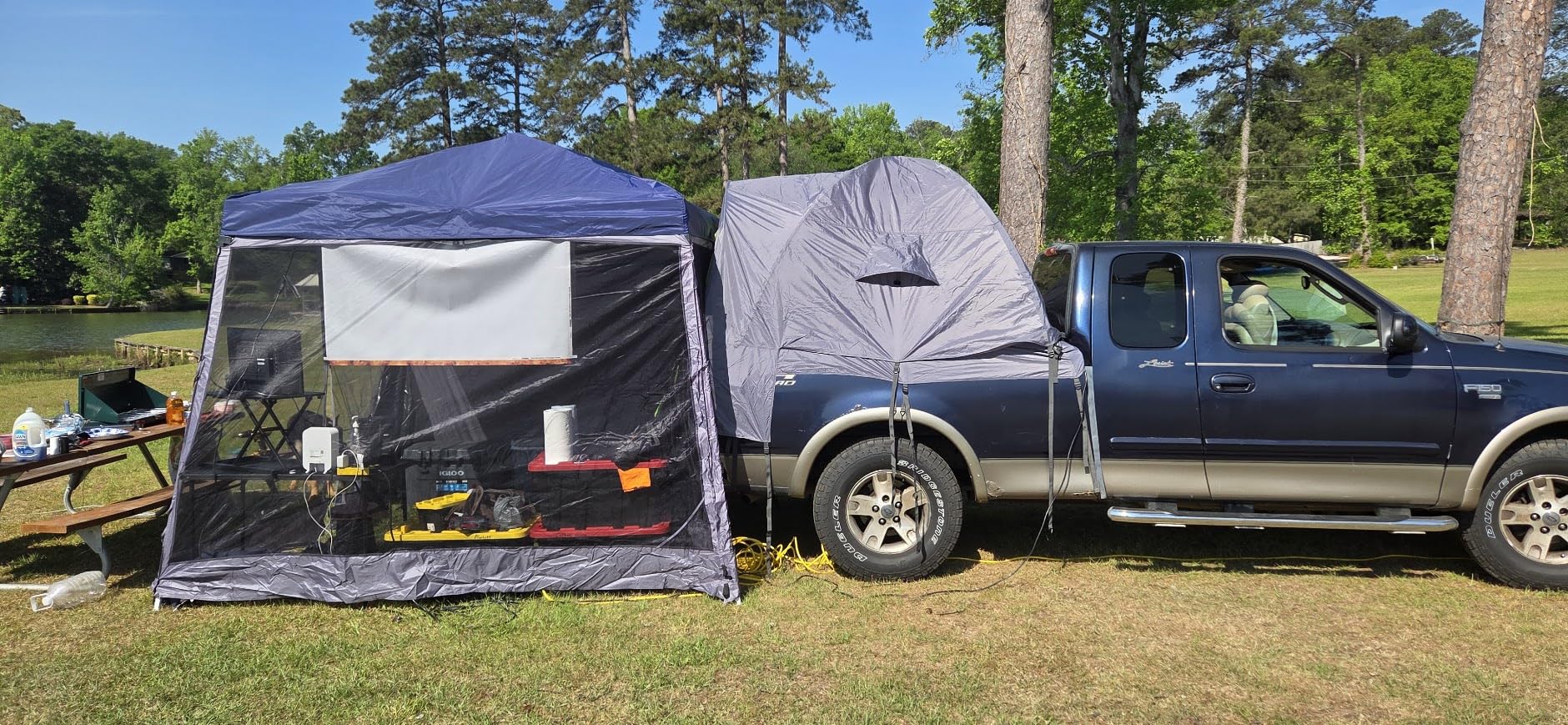 JOYTUTUS Pickup Truck Tent 6.5ft 2.0, Waterproof PU2000mm Double Layer for 2 Person, Portable Truck Bed Tent with Rainfly - Green customer photo 1