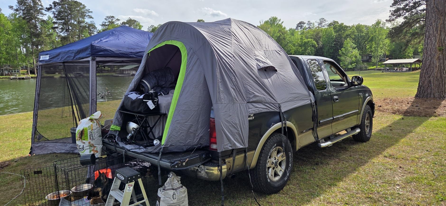 JOYTUTUS Pickup Truck Tent 6.5ft 2.0, Waterproof PU2000mm Double Layer for 2 Person, Portable Truck Bed Tent with Rainfly - Green customer photo 2