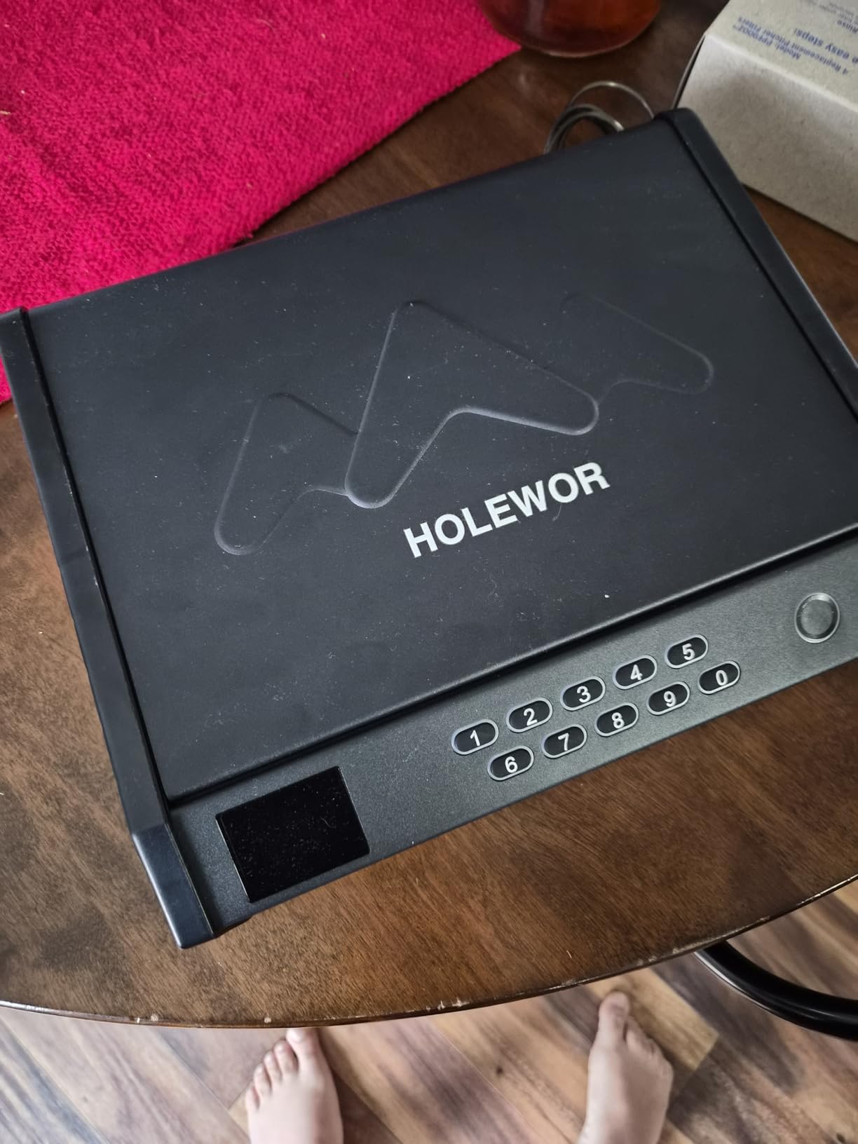 HOLEWOR Gun Safe, Biometric Gun Safes for Pistols with LCD Display of Temperature Humidity, Fingerprint Quick Access Pistol Safe Solid Handgun Safe customer photo 1