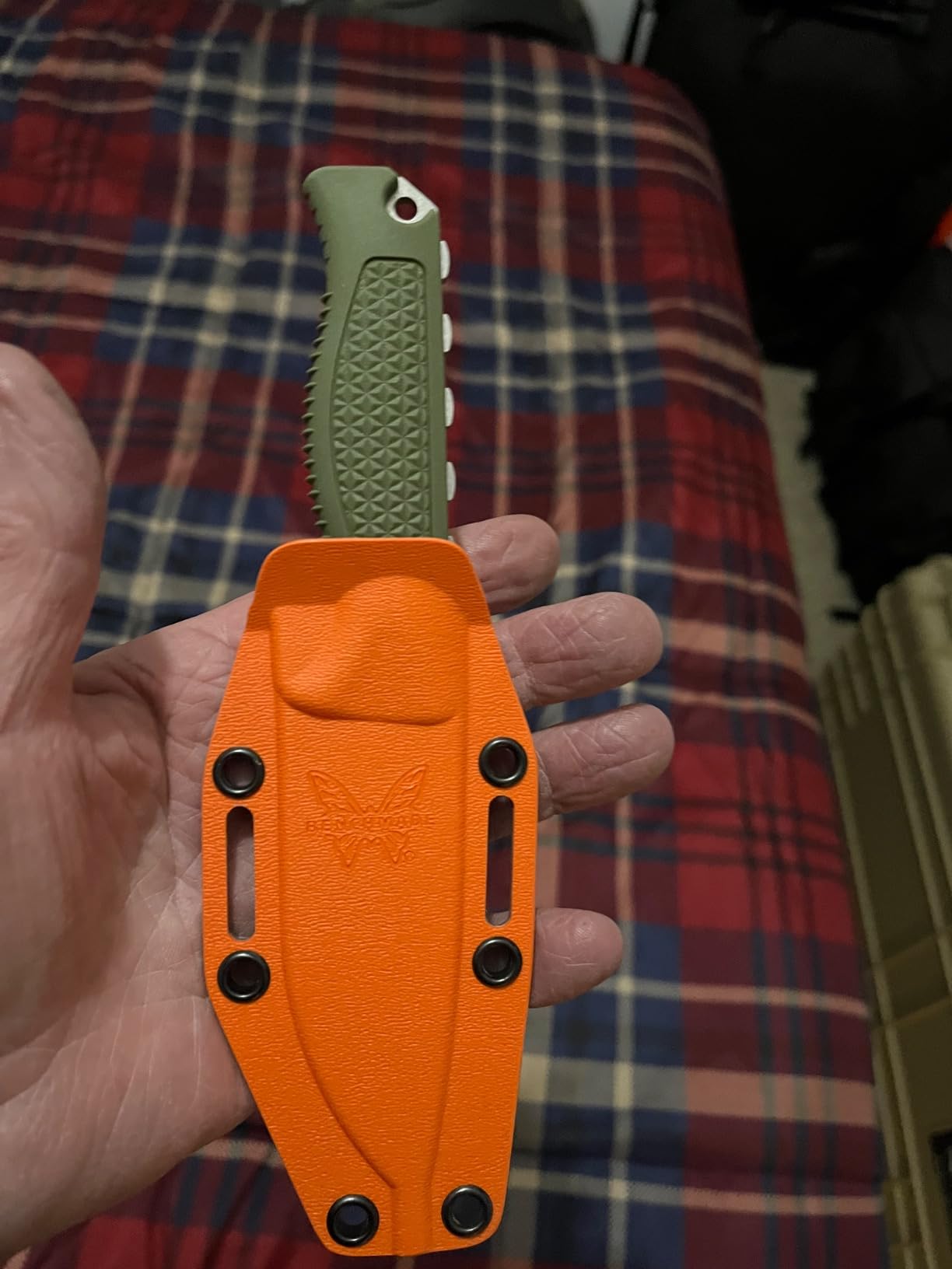 Benchmade Steep Country Knife with Dark Olive Santoprene Handles and Drop-Point Blade (15006-01) customer photo 2