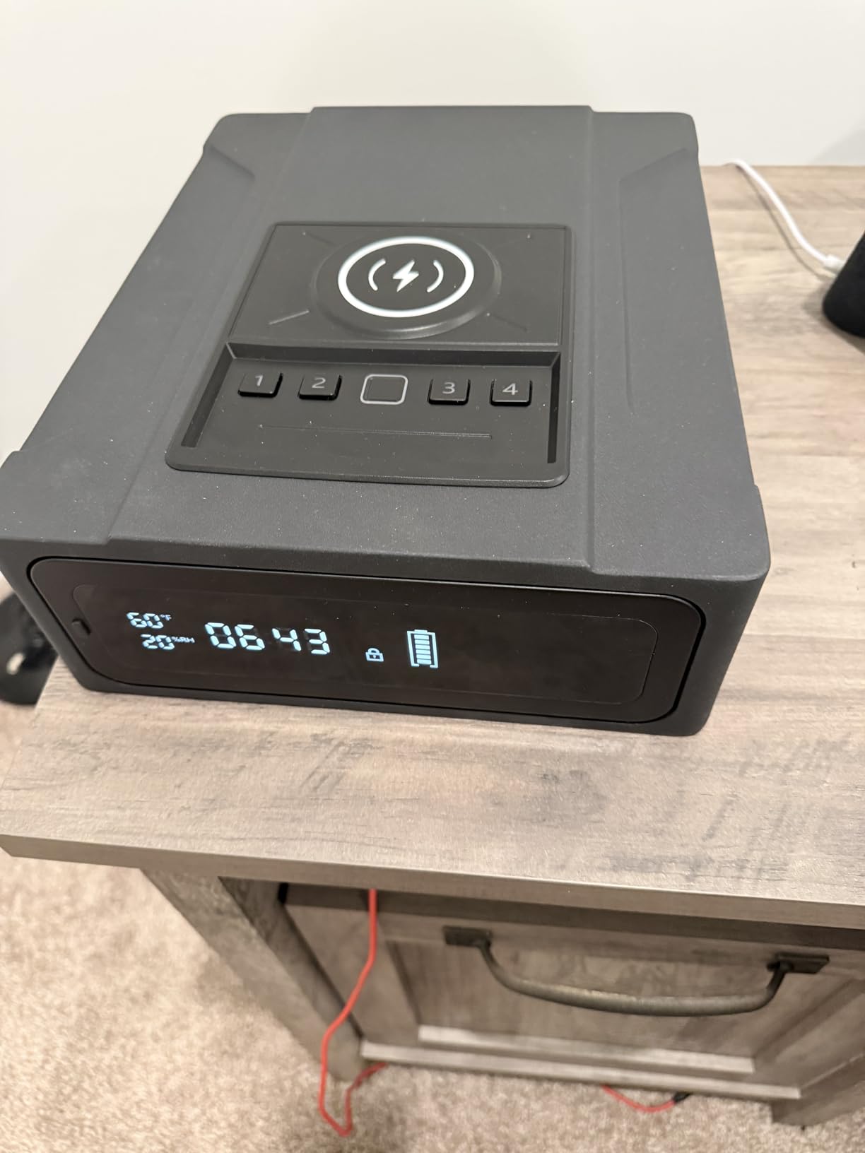 XDeer Biometric Gun Safe for Handgun with Wireless Charging - Quick Access Fingerprint Gun Safe with 7/24 Digital Alarm Clock customer photo 1