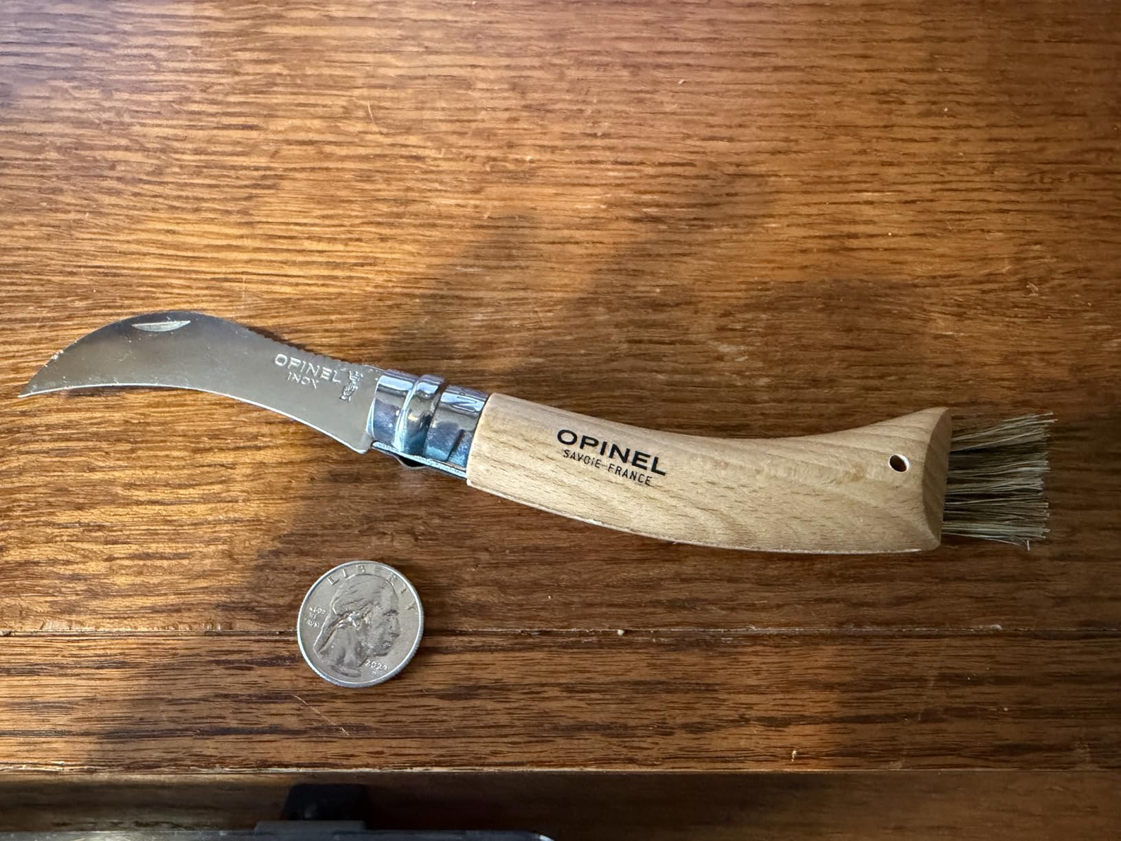 Opinel No. 08 Mushroom Knife - Pick + Clean Mushrooms, Beechwood Handle, Integrated Brush, Curved Sandvik Steel Blade, Made in France customer photo 1