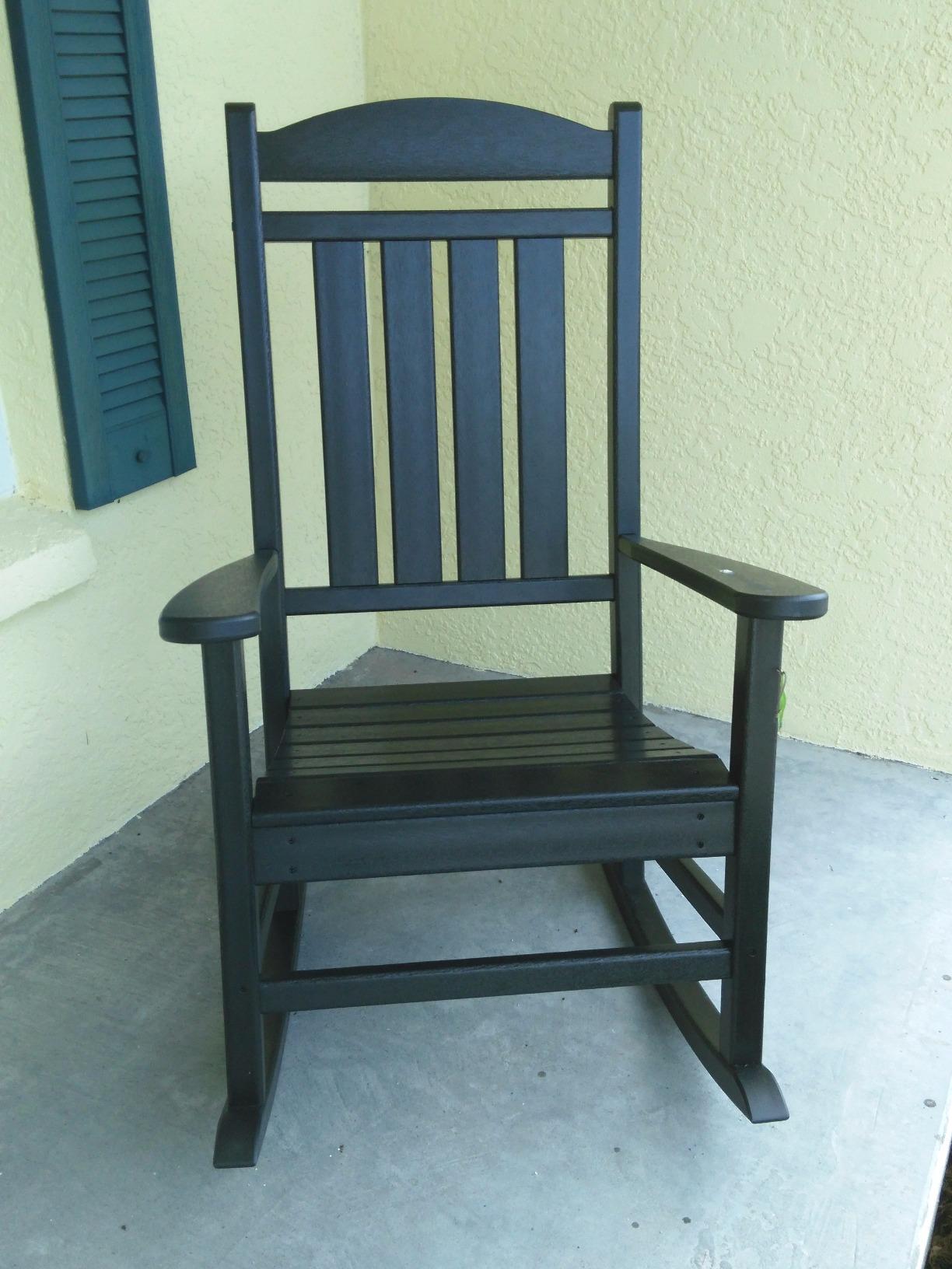 Polywood Presidential Rocking Chair - Outdoor Adirondack Rocker - Black customer photo 2