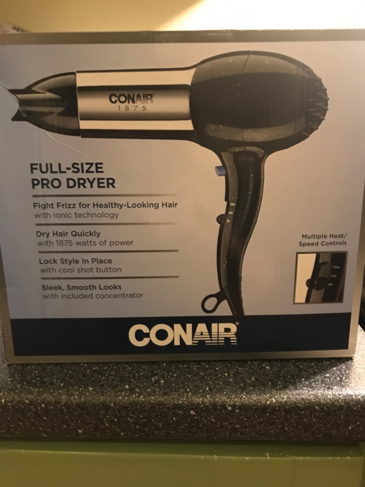 Conair Hair Dryer, 1875W Full-Size Hair Dryer with Ionic Conditioning, Blow Dryer, Tourmaline Ceramic Technology for Quick Drying, Black/Chrome customer photo 2