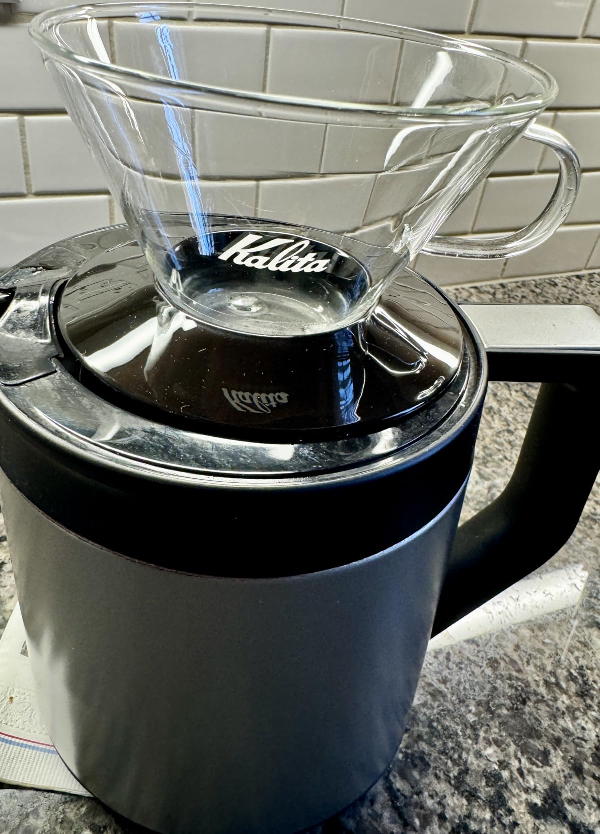 Kalita Wave Pour Over Coffee Dripper, Size 185, Makes 16-26oz, Single Cup Maker, Heat-Resistant Glass, Patented & Portable customer photo 2