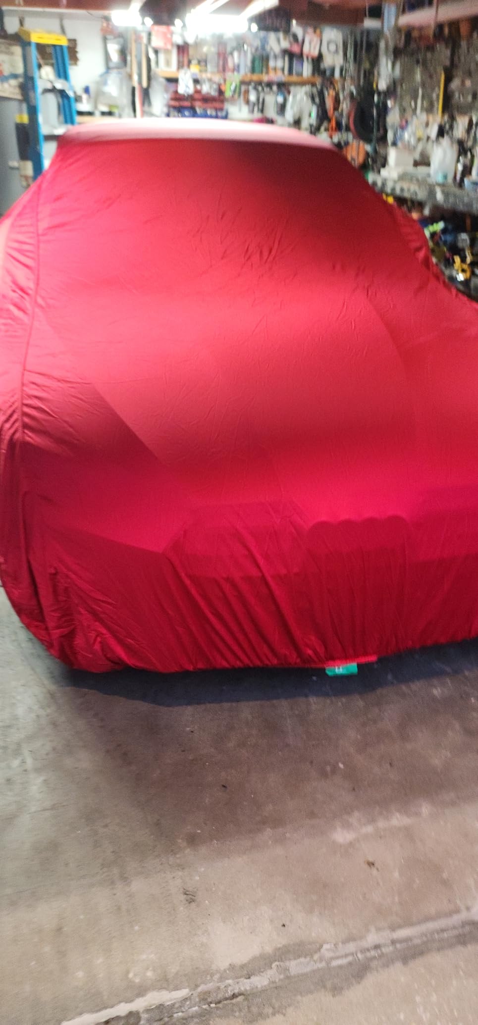 Budge Indoor Stretch Car Cover, Premium Dustproof Protection with Soft Fleece Lining, Breathable Indoor Car Cover Fits Vehicles up to 200 Inches, Red customer photo 2