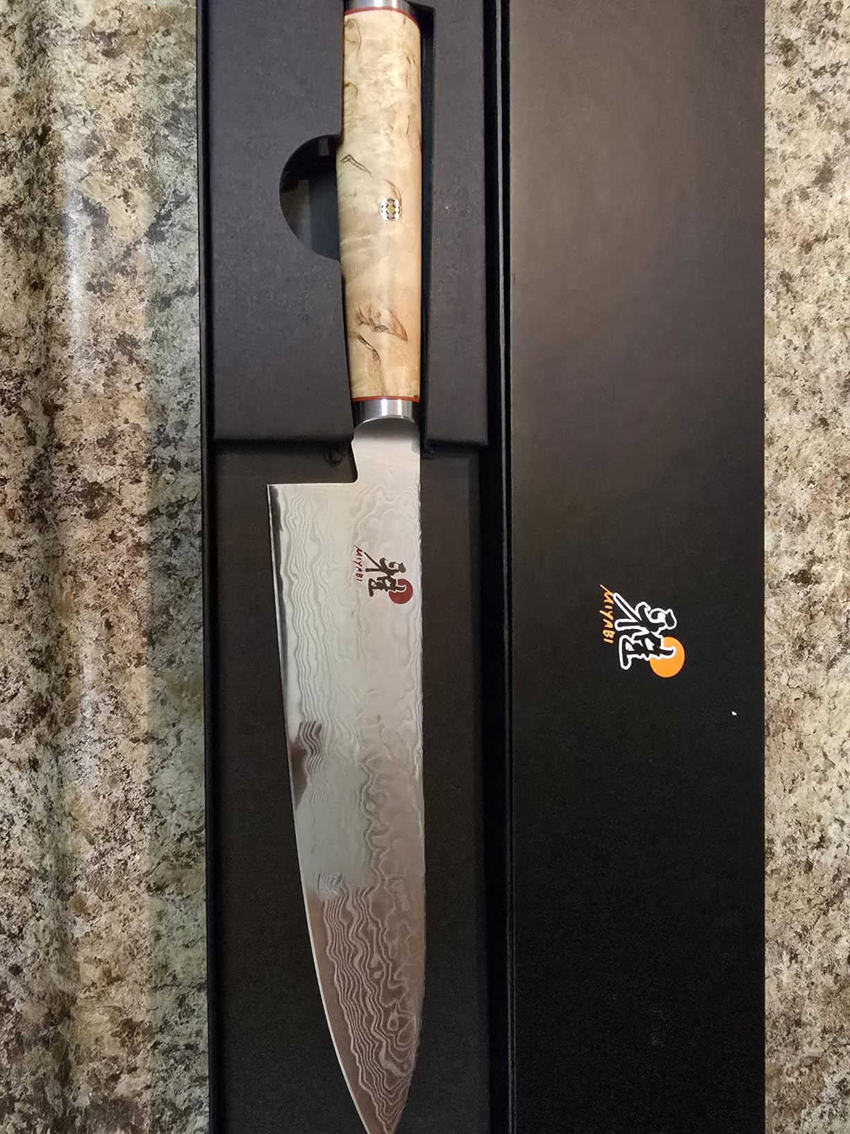 Miyabi Birchwood SG2 Japanese Chef's Knife, 8-inch, Chef's Kitchen Knife, Karelian Birch Handle, 100-layer Flower Damascus Pattern, Handcrafted in Seki, Japan customer photo 2
