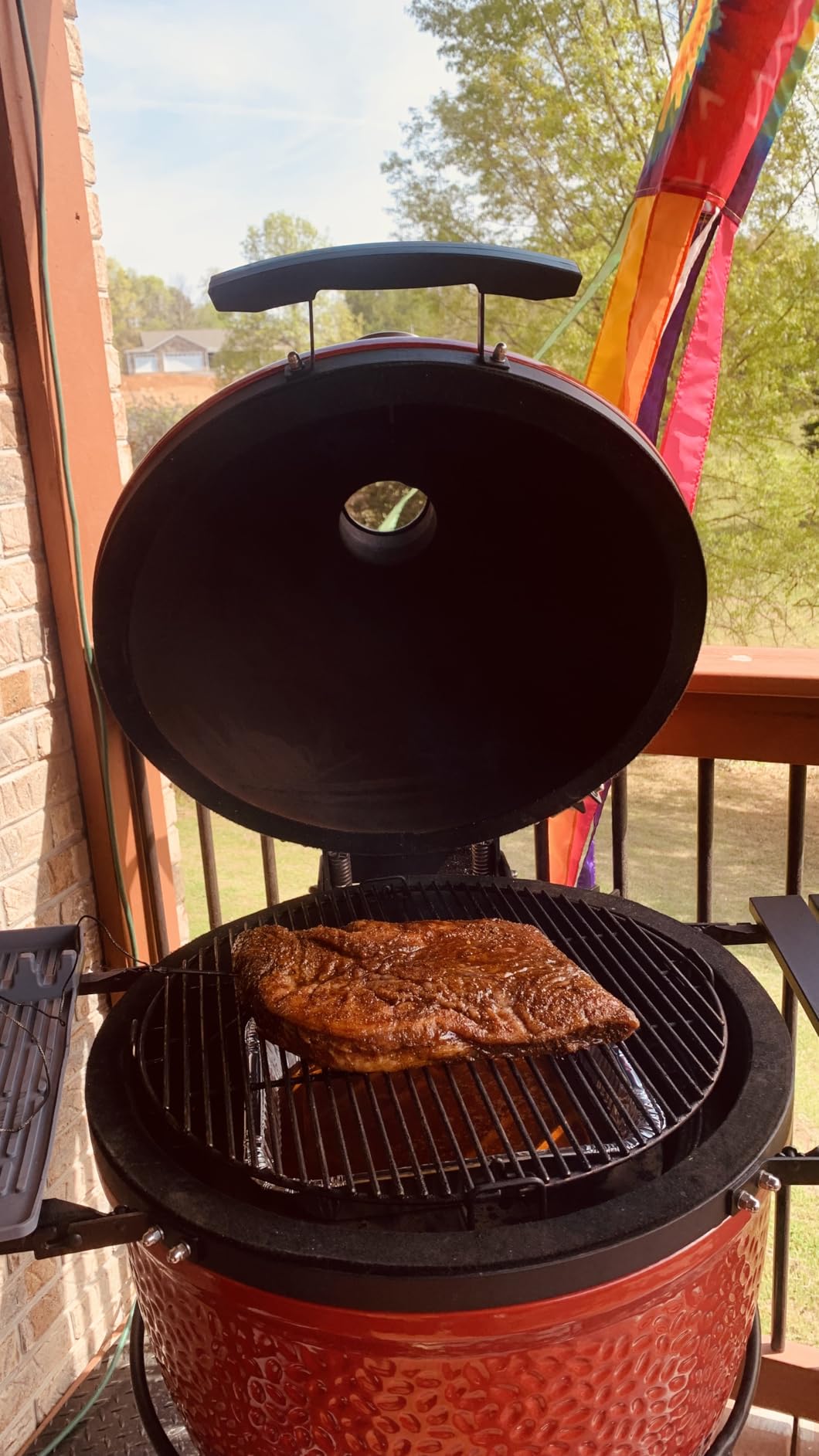 Kamado Joe Classic Joe I Premium 18-inch Ceramic Charcoal Grill and Smoker in Red with Cart, Side Shelves, Grill Gripper, and Ash Tool customer photo 1