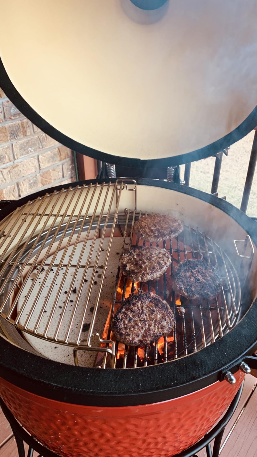 Kamado Joe Classic Joe I Premium 18-inch Ceramic Charcoal Grill and Smoker in Red with Cart, Side Shelves, Grill Gripper, and Ash Tool customer photo 2