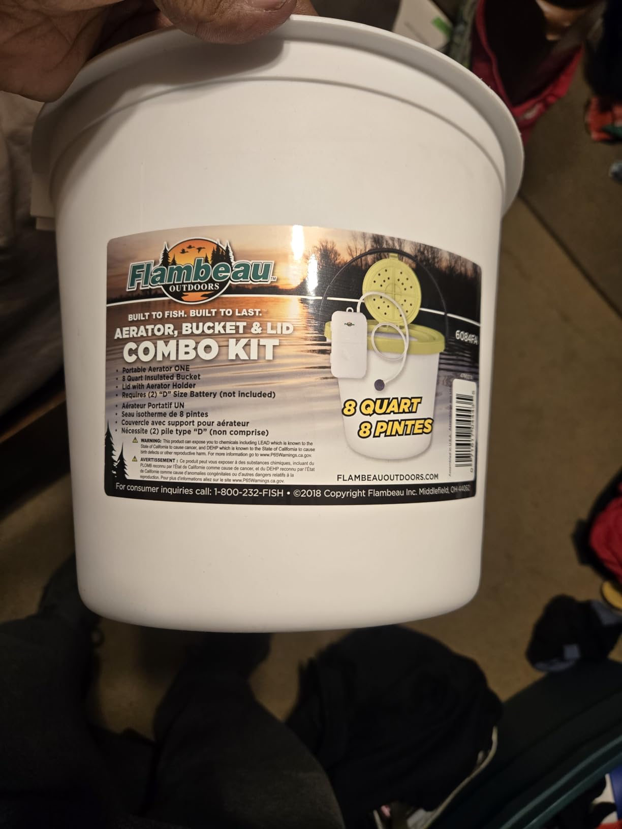 Flambeau Outdoors 6084FA 8 Qt. Insulated Bait Bucket with Water Resistant Aerator One Combo Pack, Live Bait Bucket and Aerator, Lime Green/White customer photo 1