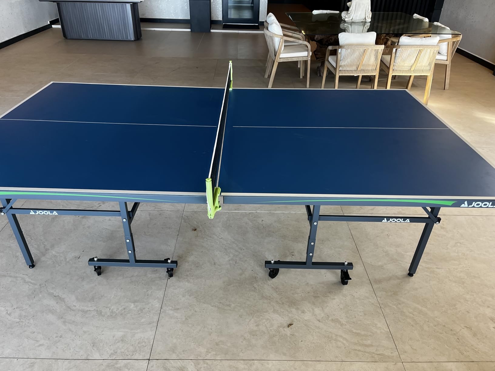 JOOLA Outdoor Table Tennis Table - Multi Use Conference Table Dining Table - Concrete Wood Look Includes Steel Outdoor Ping Pong Net Set customer photo 1