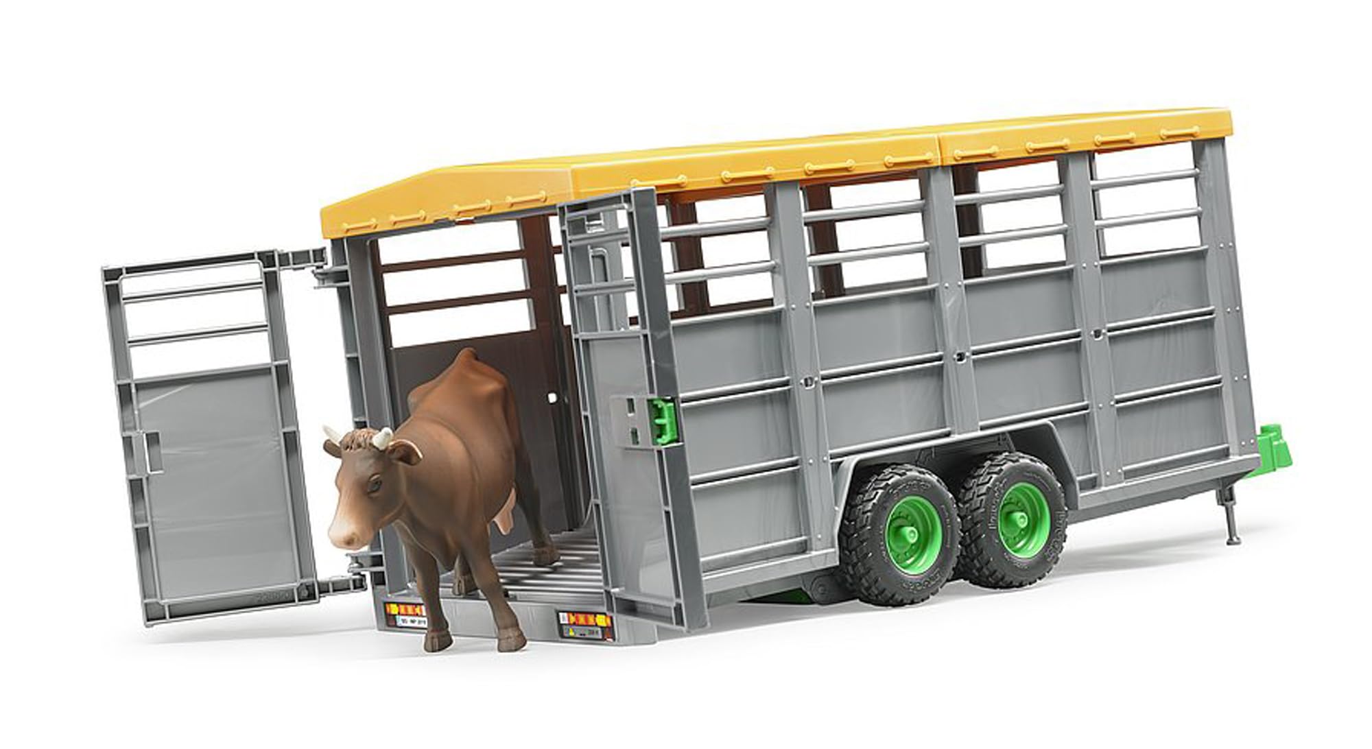 Bruder Livestock Trailer Vehicle with 1 Cow, Brown/Black, One Size customer photo 2