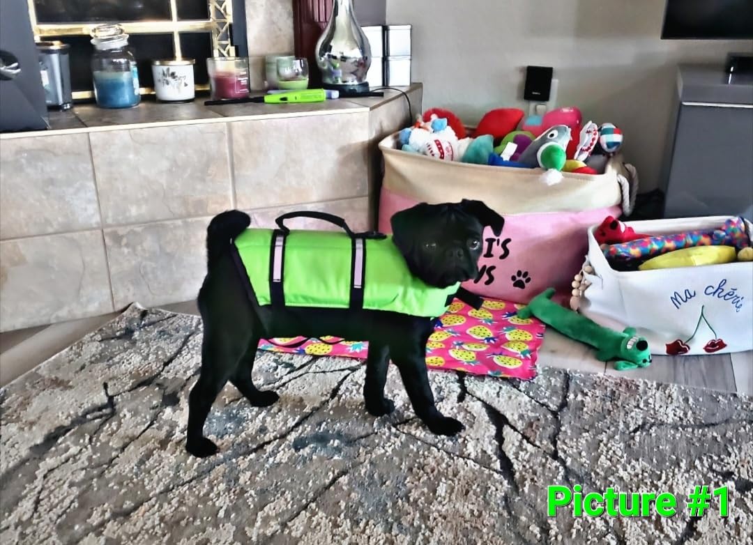 VIVAGLORY Rip Stop Dog Life Vest, Swimming Vest with Handle, Buoyancy for Doggy Puppy, Dog Life Jacket for Swimming & Boating, M, Bright Yellow customer photo 1