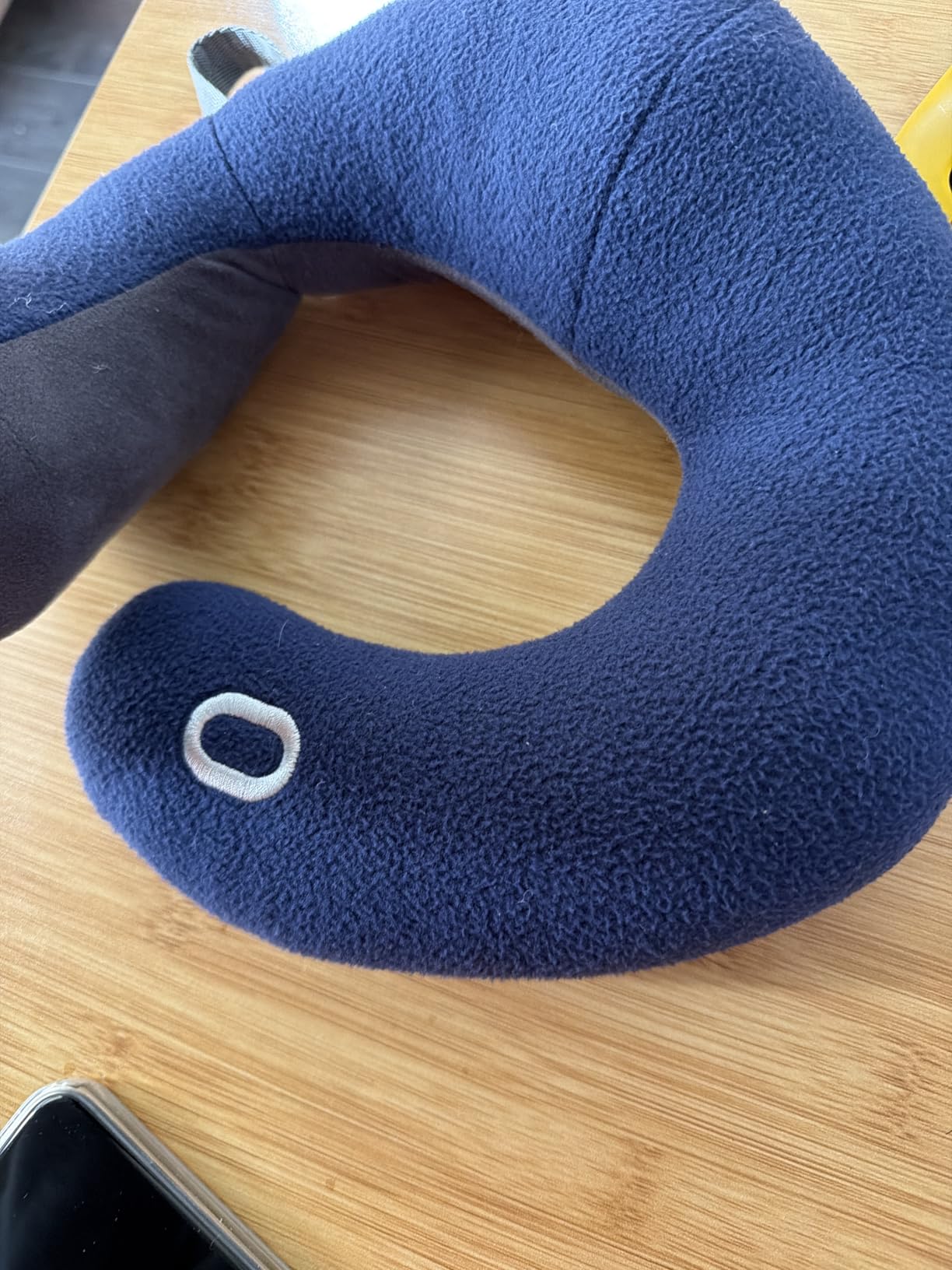 BCOZZY Travel Neck Pillow for Airplane - Patented Double Support for Head, Neck, and Chin. Best for Long Flights, Plane Sleeping, and Car Rides. Adjustable Size. Fully Washable. Carry Bag. Large, Navy customer photo 2