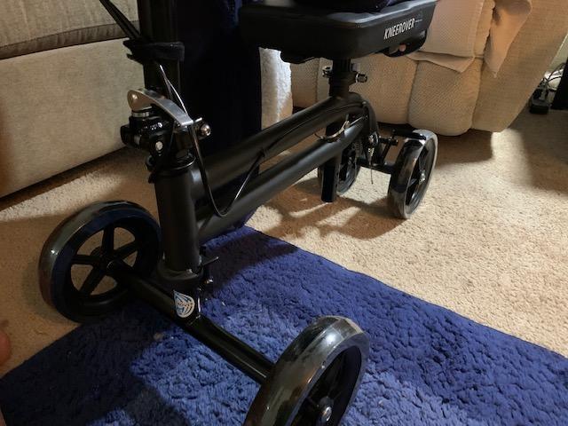 KneeRover Economy Steerable Knee Scooter - Foldable Mobility Aid & Knee Walker with Adjustable Handlebar and Comfortable Knee Pad for Adults (Black) customer photo 2