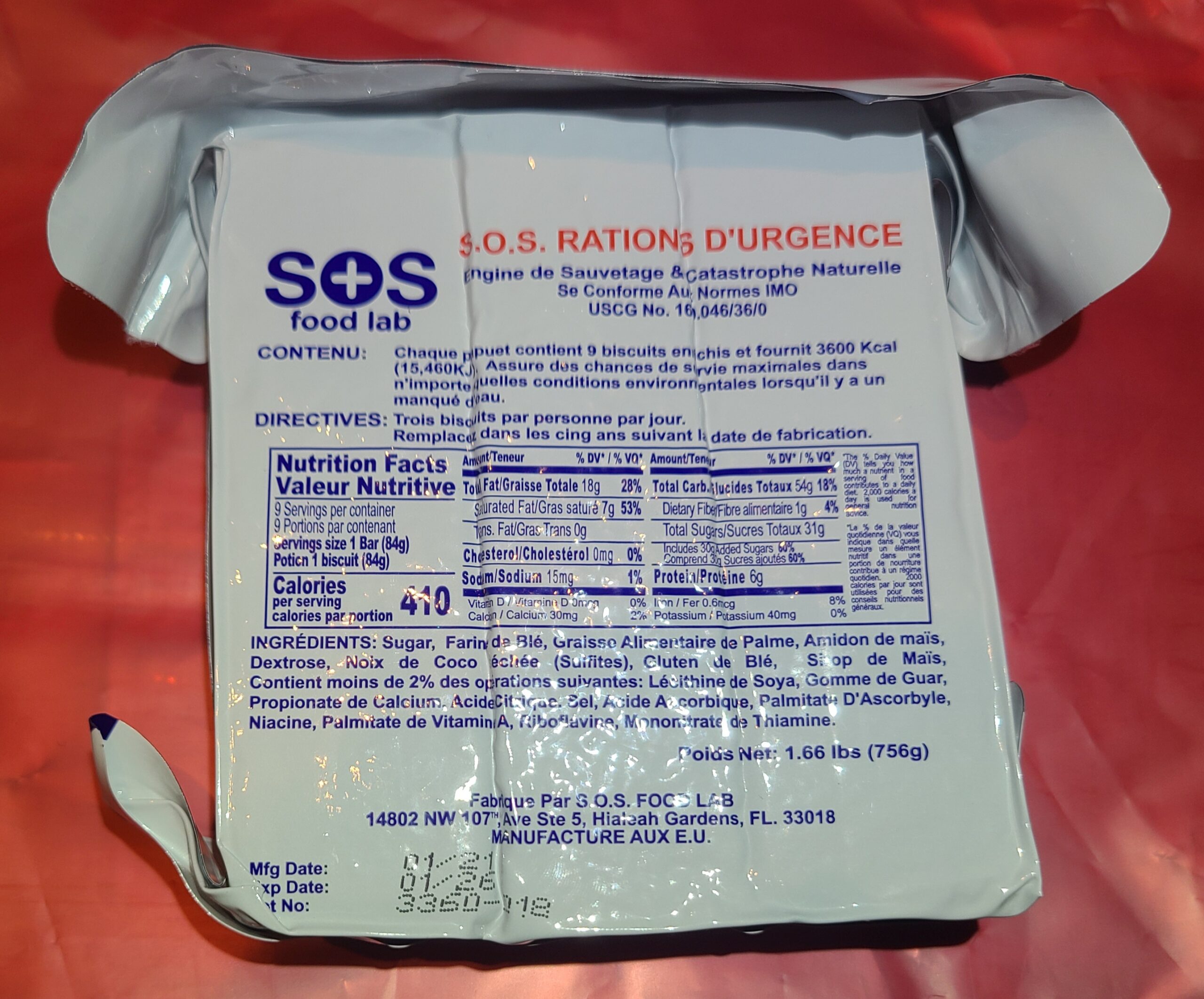 S.O.S. Rations Emergency 3600 Calorie Food Bar (Cinnamon + Coconut, 2 Pack) customer photo 1