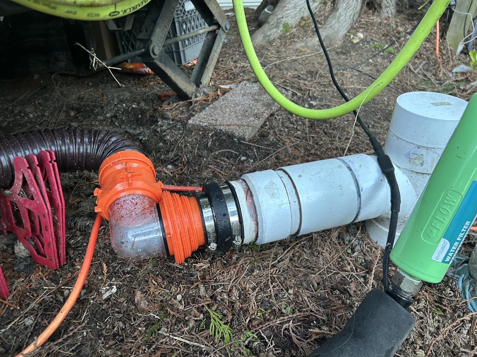 Camco RhinoFLEX 20-Ft RV Sewer Hose Kit - Features Clear Elbow Fitting w/Removable 4-in-1 Adapter - Connects to 3