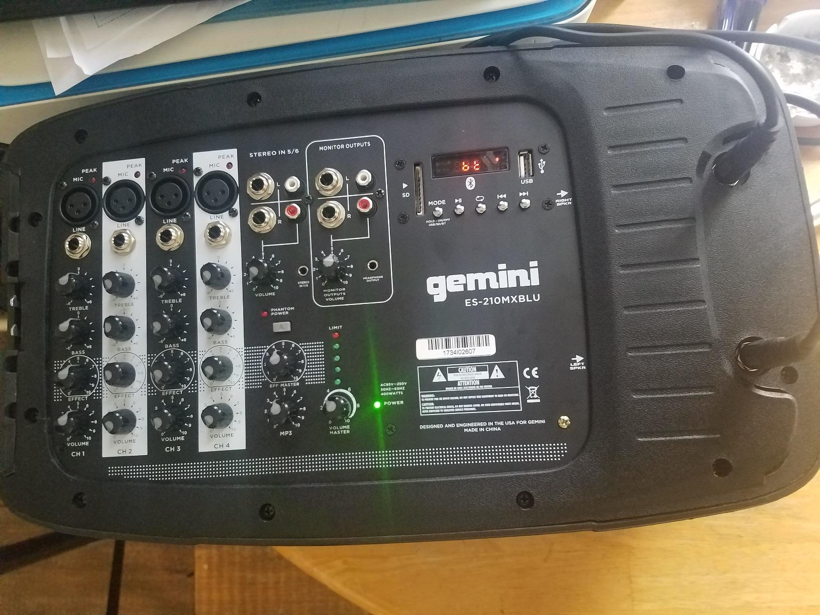 Gemini Portable PA System Bundle with Stands - 6-Channel Powered Mixer, Dual 10