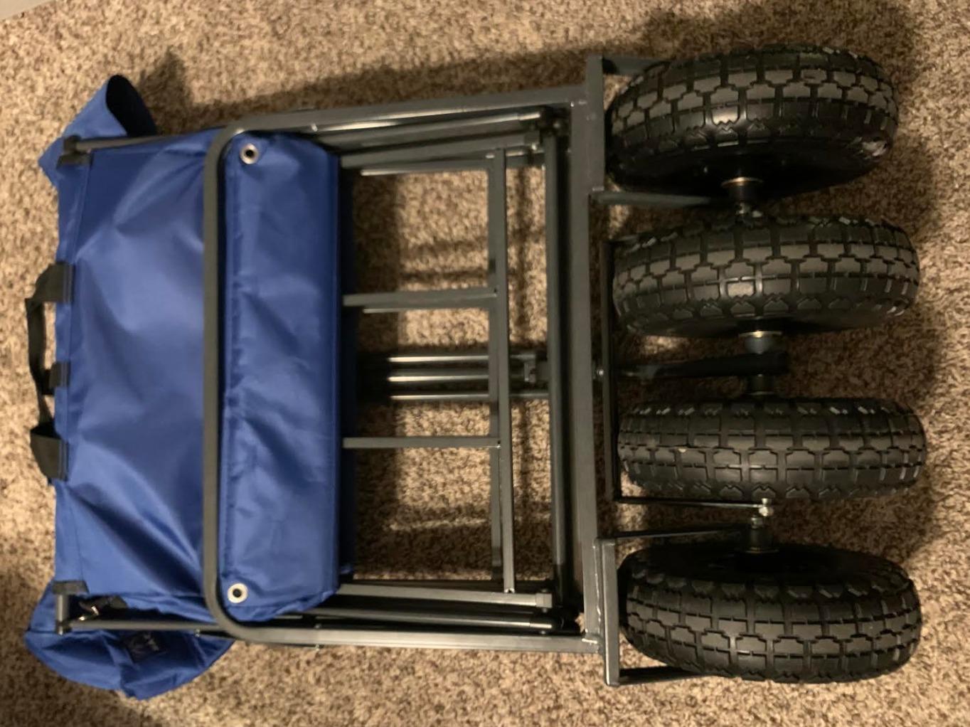 Mac Sports Heavy Duty Collapsible Folding All Terrain Utility Beach Wagon Cart, Blue/Black customer photo 1