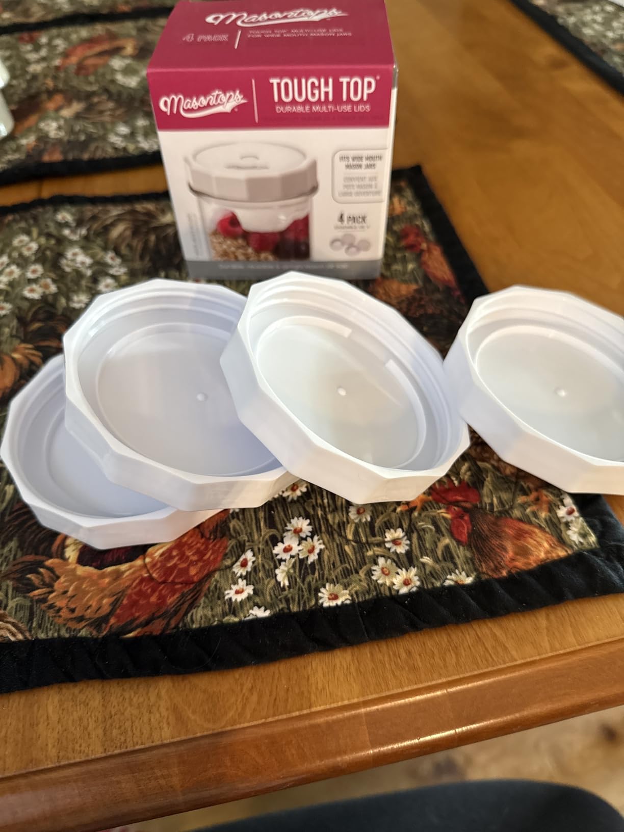 Masontops Tough Tops - Ball Wide Mouth Mason Jar Lids Plastic Leakproof - BPA-Free White Plastic Mason Jar Lids - Reusable Dry Canning Lids fit Ball Jars (Ball Mason Jars not included) customer photo 1