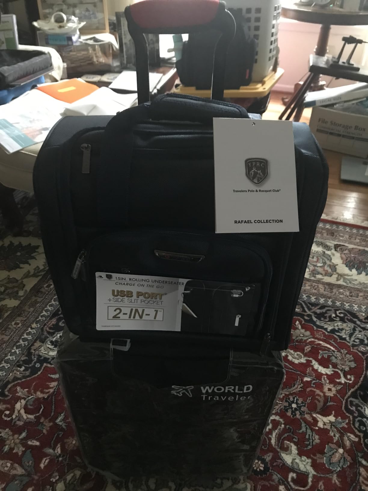 TPRC 15” Underseat Carry-On Luggage Airline Approved Personal Item with USB Charging Port, Purple customer photo 2