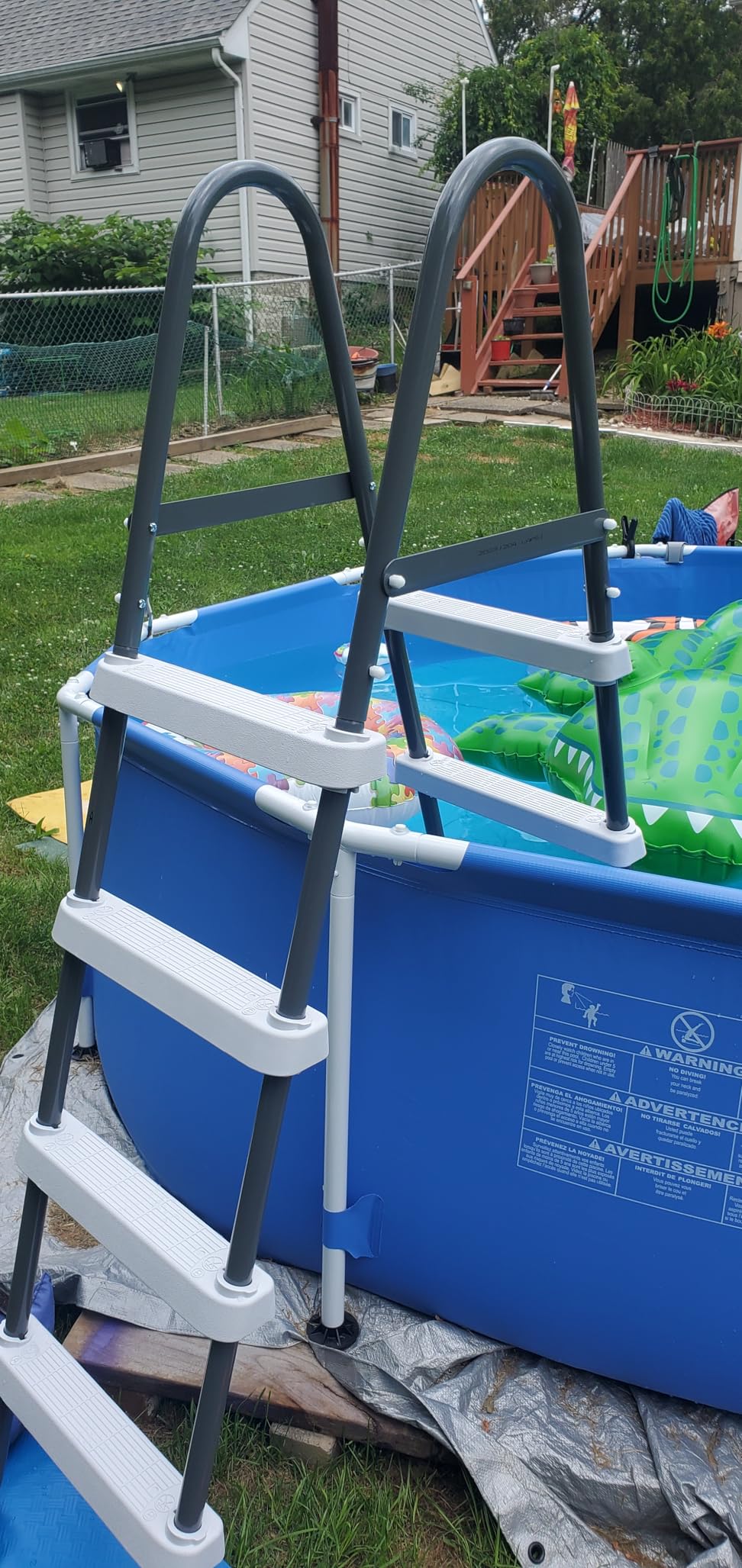Intex Steel Frame Above Ground Swimming Pool Entry/Exit Ladder for 48 inch High Wall Pools, 300 Pound Capacity, Accessory Only, Pool Not Included customer photo 2
