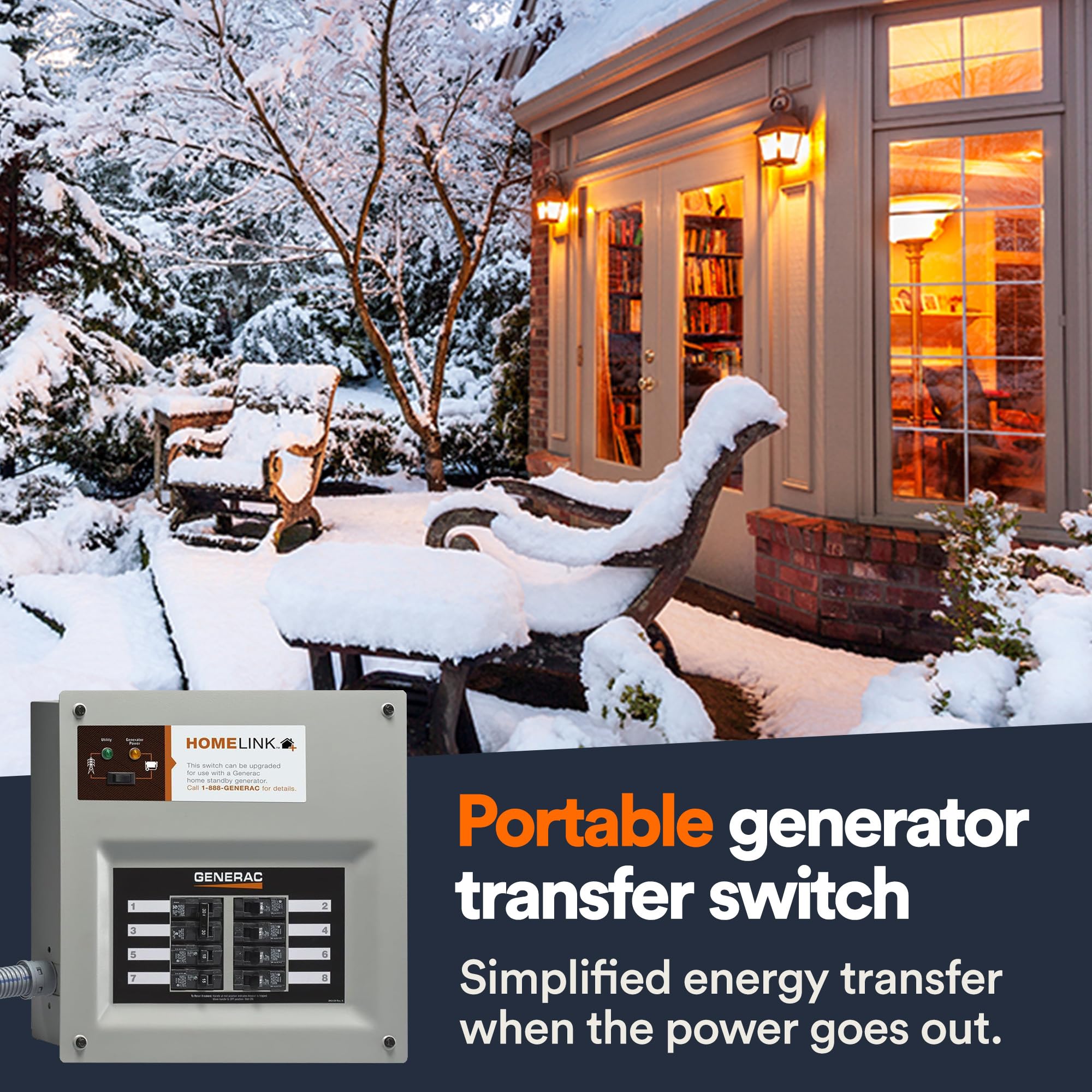 Generac HomeLink 50-Amp Portable Generator Transfer Switch Kit, Upgradeable Manual Transfer Switch, Indoor Pre-Wired Panel, 8-16 Circuits customer photo 2
