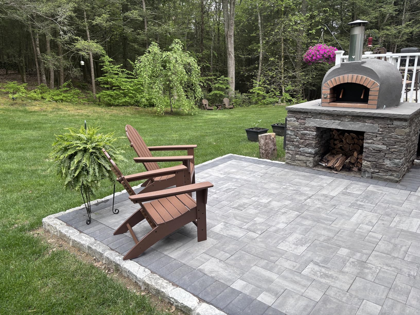Polywood Vineyard Adirondack Chair - Outdoor Patio Furniture - All-Weather Composite - Teak Color customer photo 1
