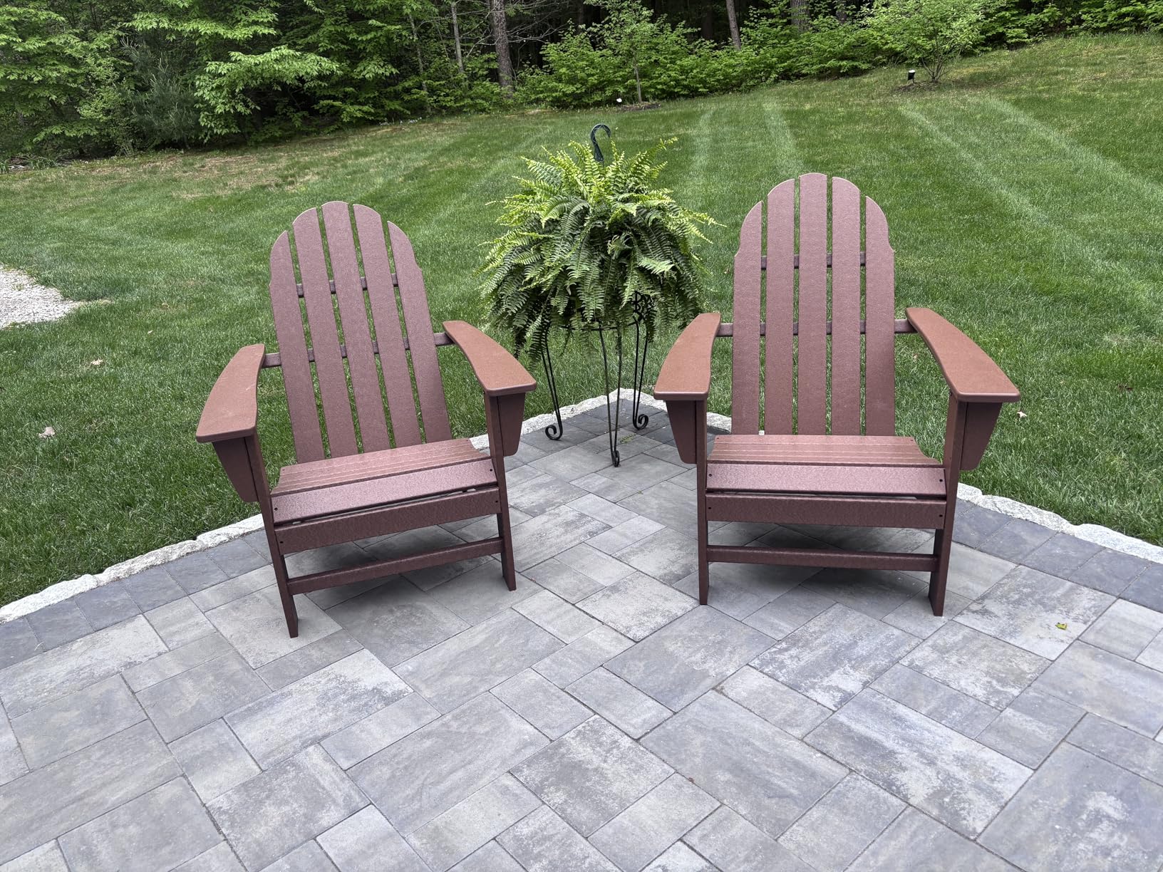 Polywood Vineyard Adirondack Chair - Outdoor Patio Furniture - All-Weather Composite - Teak Color customer photo 2