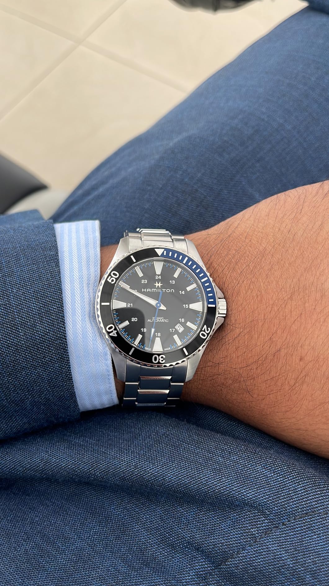 Hamilton Khaki Navy Automatic Men's Watch - 40mm Stainless Steel Case, Swiss Made, Black Dial - 100m Waterproof, Sapphire Crystal customer photo 2