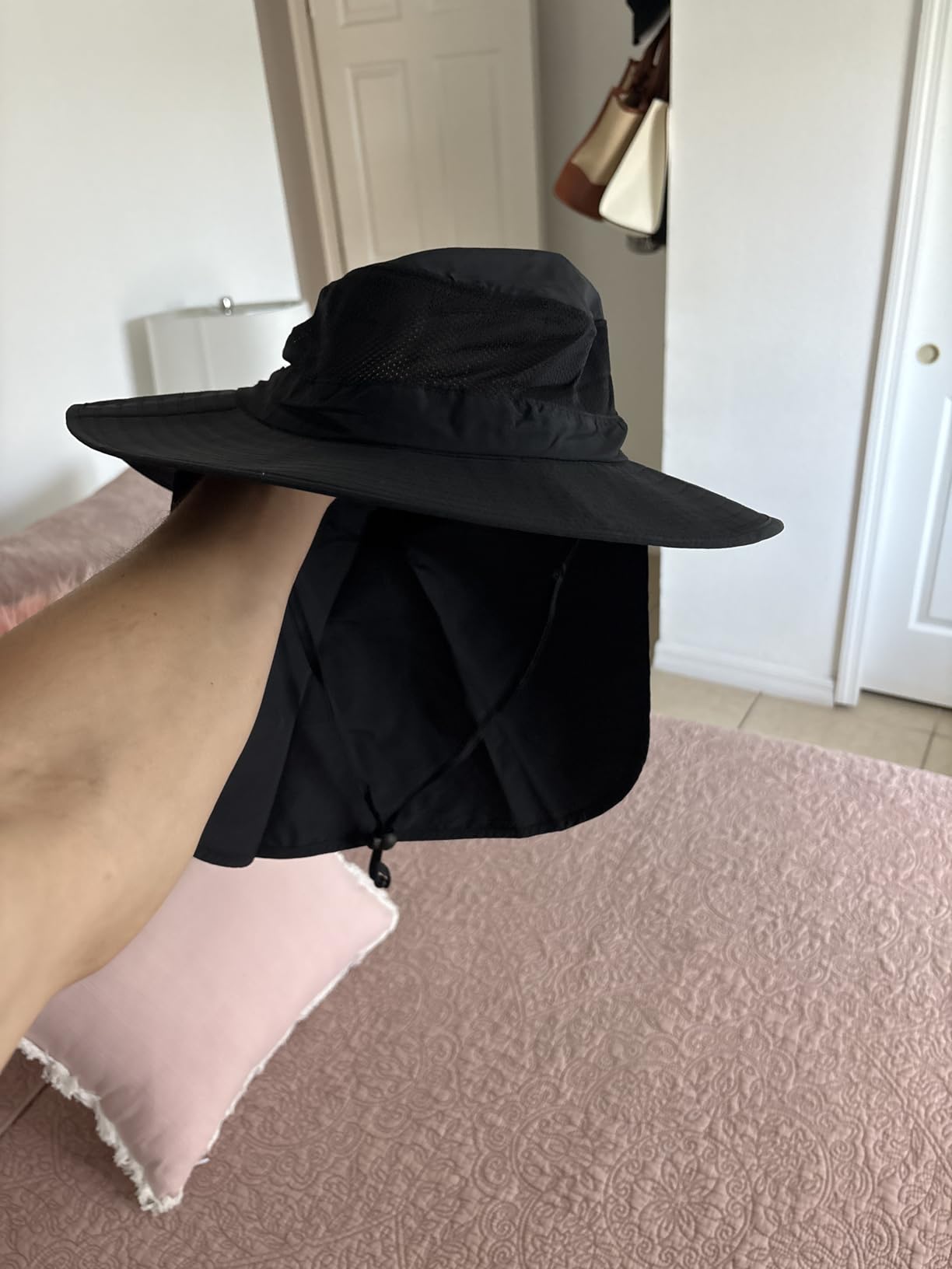 Home Prefer Outdoor UPF50+ Mesh Sun Hat Wide Brim Fishing Hat with Neck Flap Sun Hat for Men Women customer photo 1