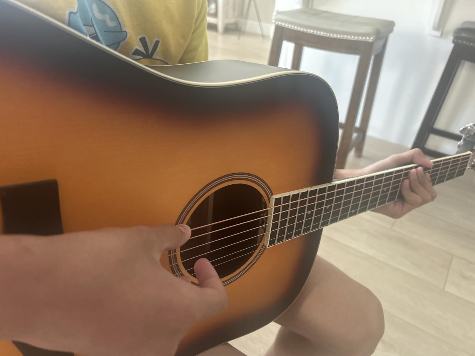Donner Acoustic Guitar for Beginner Adult Full Size Dreadnought Acustica Guitarra Bundle Kit with Free Online Lesson Bag Strap Tuner Capo Pickguard Pick, Right Hand 41 Inch Sunburst, DAG-1S/DAD-160S customer photo 1