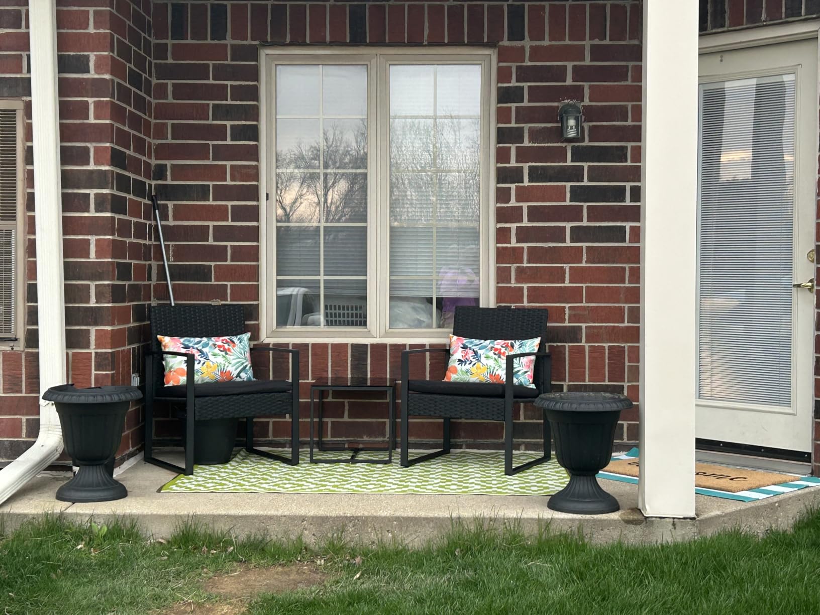 Flamaker 3 Pieces Outdoor Patio Wicker Furniture Set, Modern Rattan Chair Conversation Sets with Coffee Table for Yard and Bistro (Black) customer photo 2