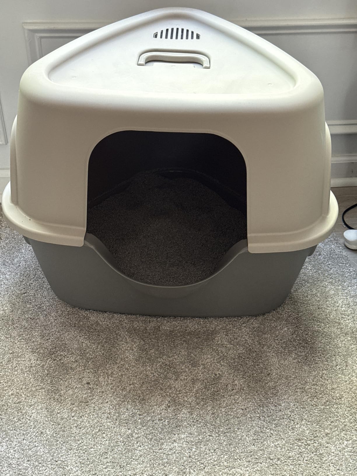 Amazon Basics Cat Litter Box with Lid, No-Mess, Spacious Enclosed Design with Odor Control, Easy Access, Stain Resistant, 26
